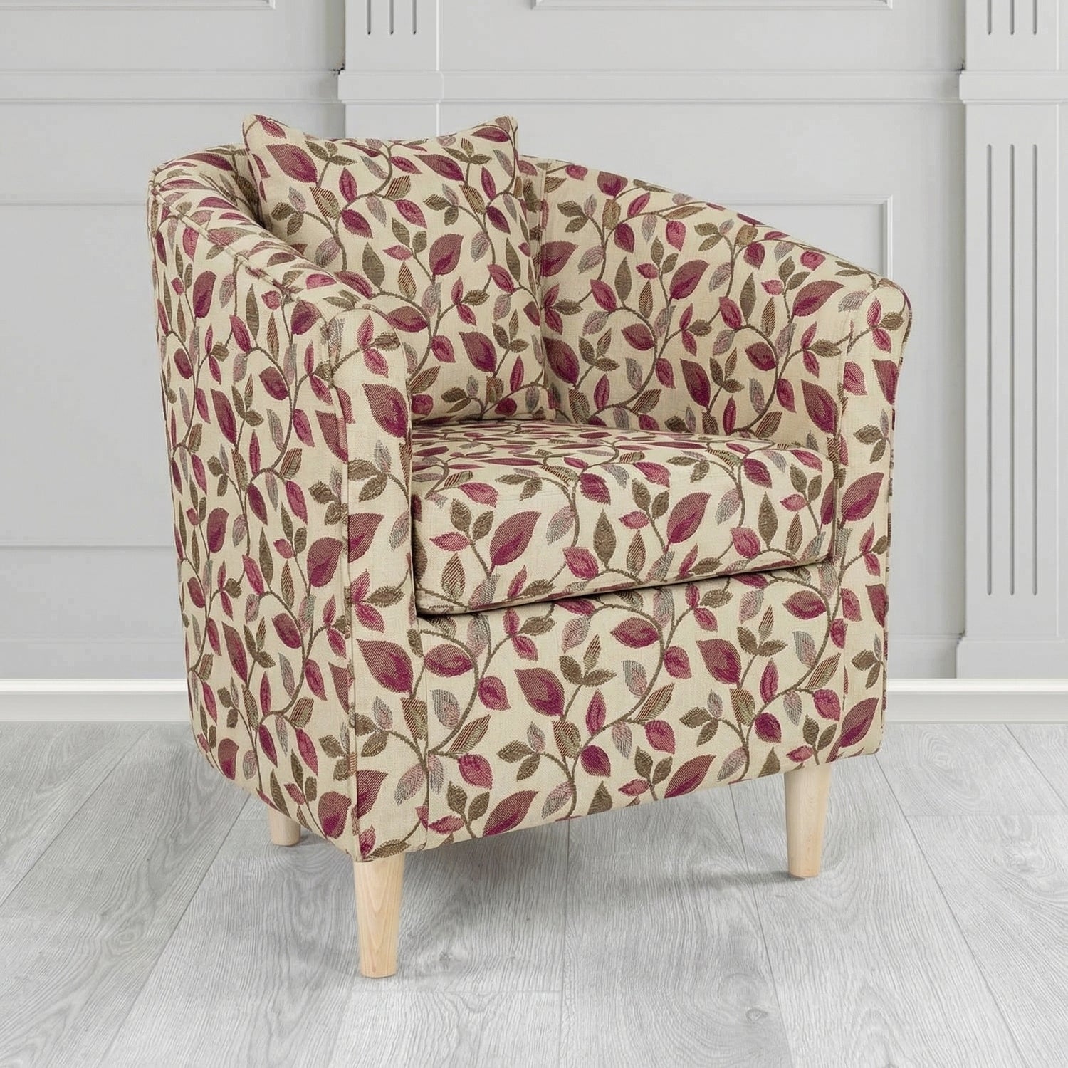 St Tropez Tub Chair in Porter and Stone Vercelli Floral Fabric with Scatter Cushion