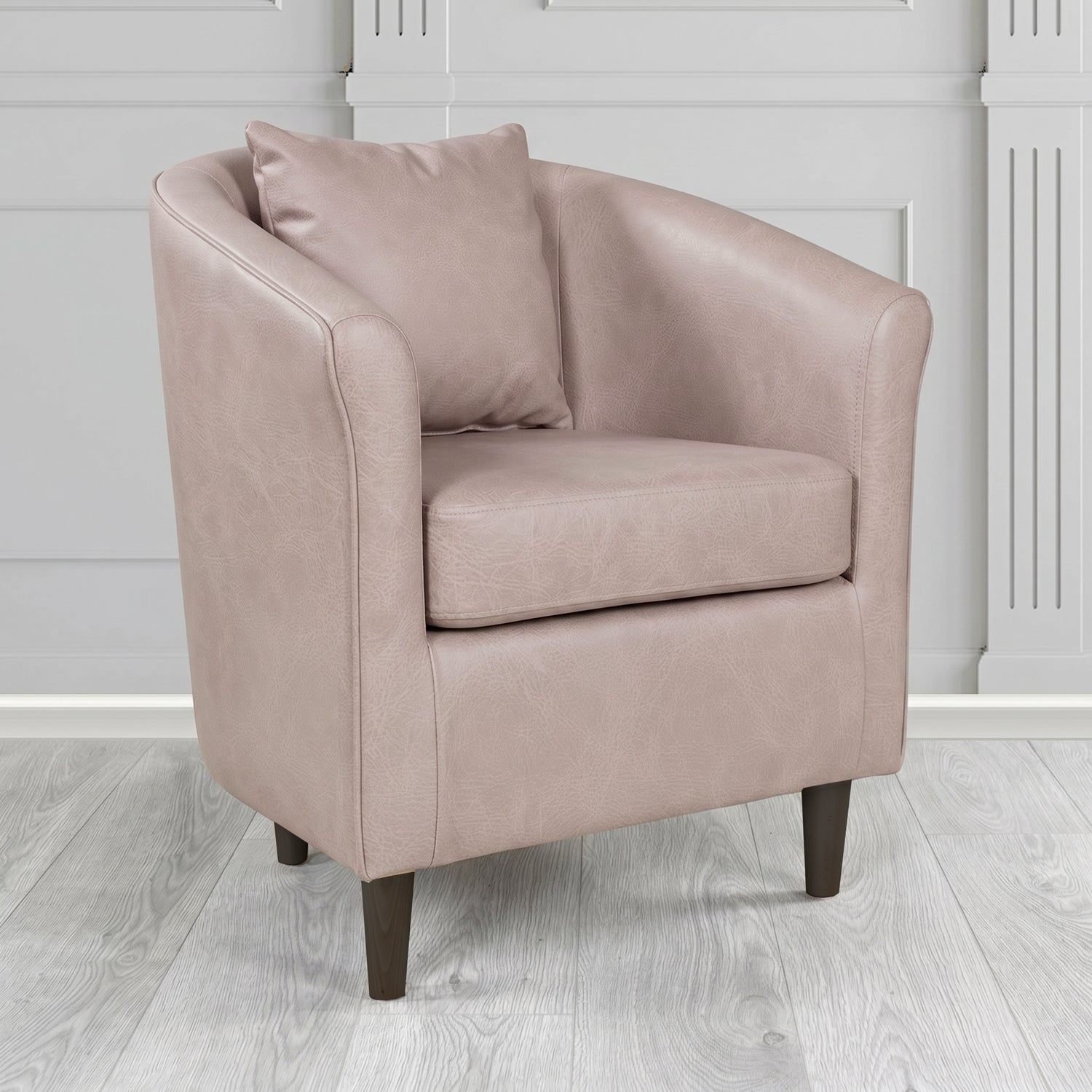 St Tropez Tub Chair in Crest Leather Saloon Semi-Aniline Crib 5 Genuine Leather with Scatter Cushion