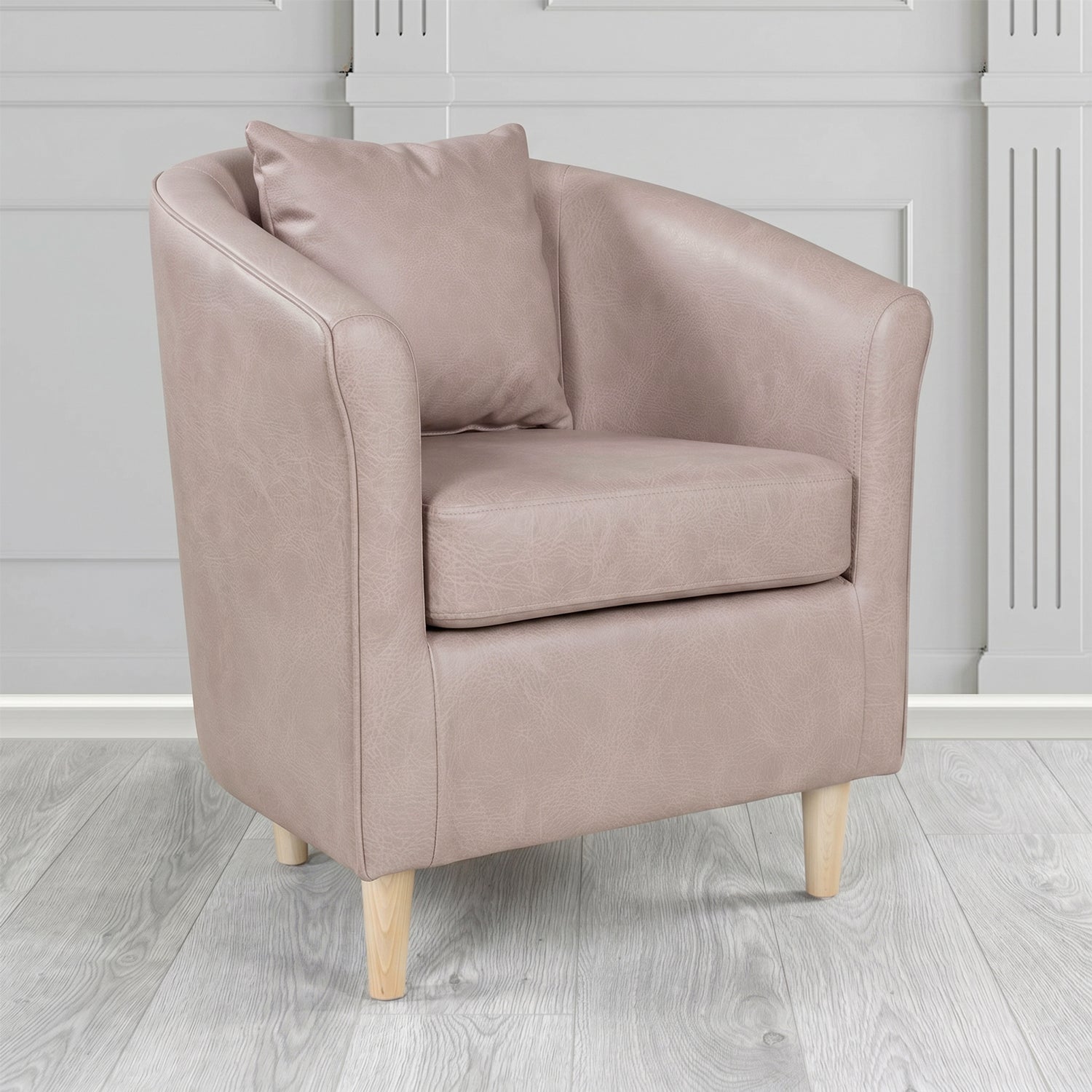 St Tropez Tub Chair in Crest Leather Saloon Semi-Aniline Crib 5 Genuine Leather with Scatter Cushion