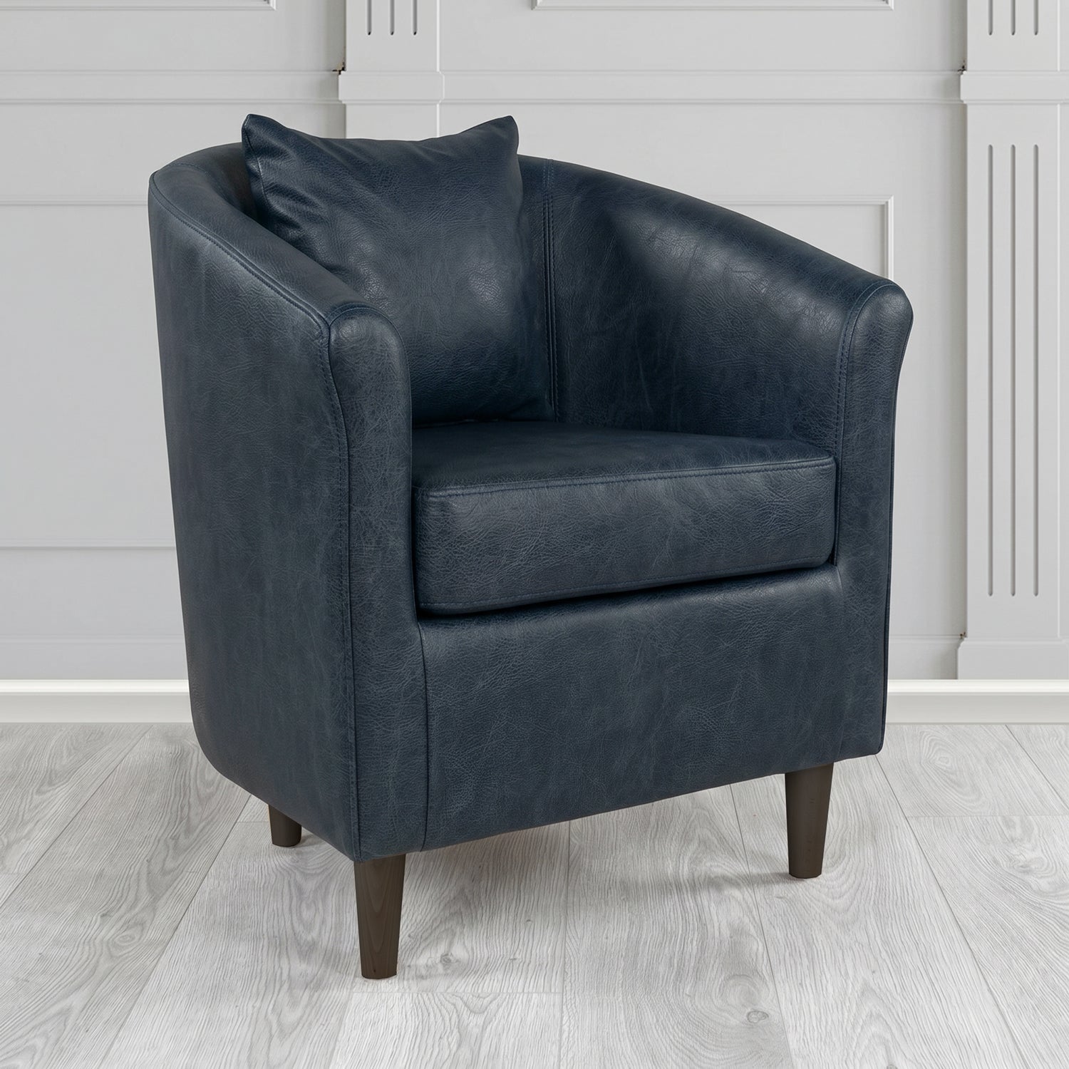 St Tropez Tub Chair in Crest Leather Saloon Semi-Aniline Crib 5 Genuine Leather with Scatter Cushion