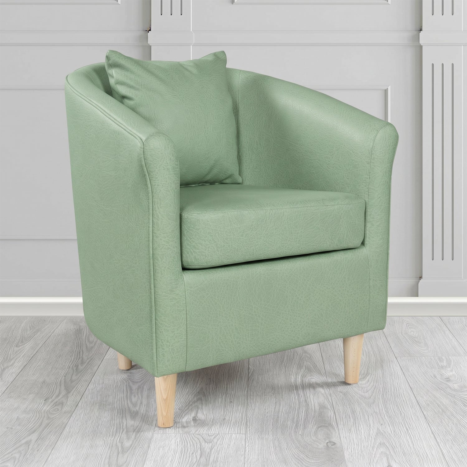 St Tropez Tub Chair in Crest Leather Saloon Semi-Aniline Crib 5 Genuine Leather with Scatter Cushion