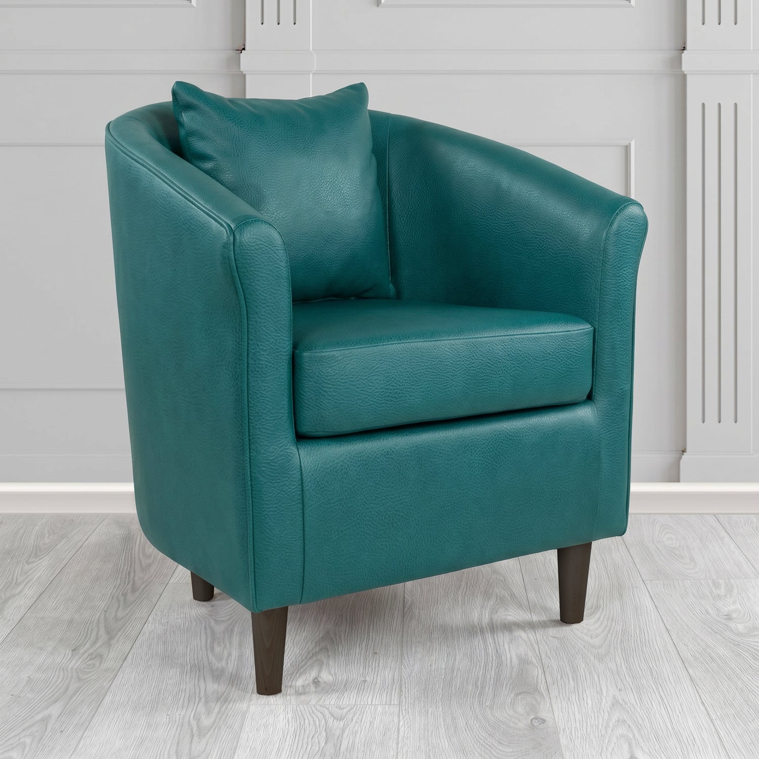 St Tropez Tub Chair in Crest Leather Saloon Semi-Aniline Crib 5 Genuine Leather with Scatter Cushion