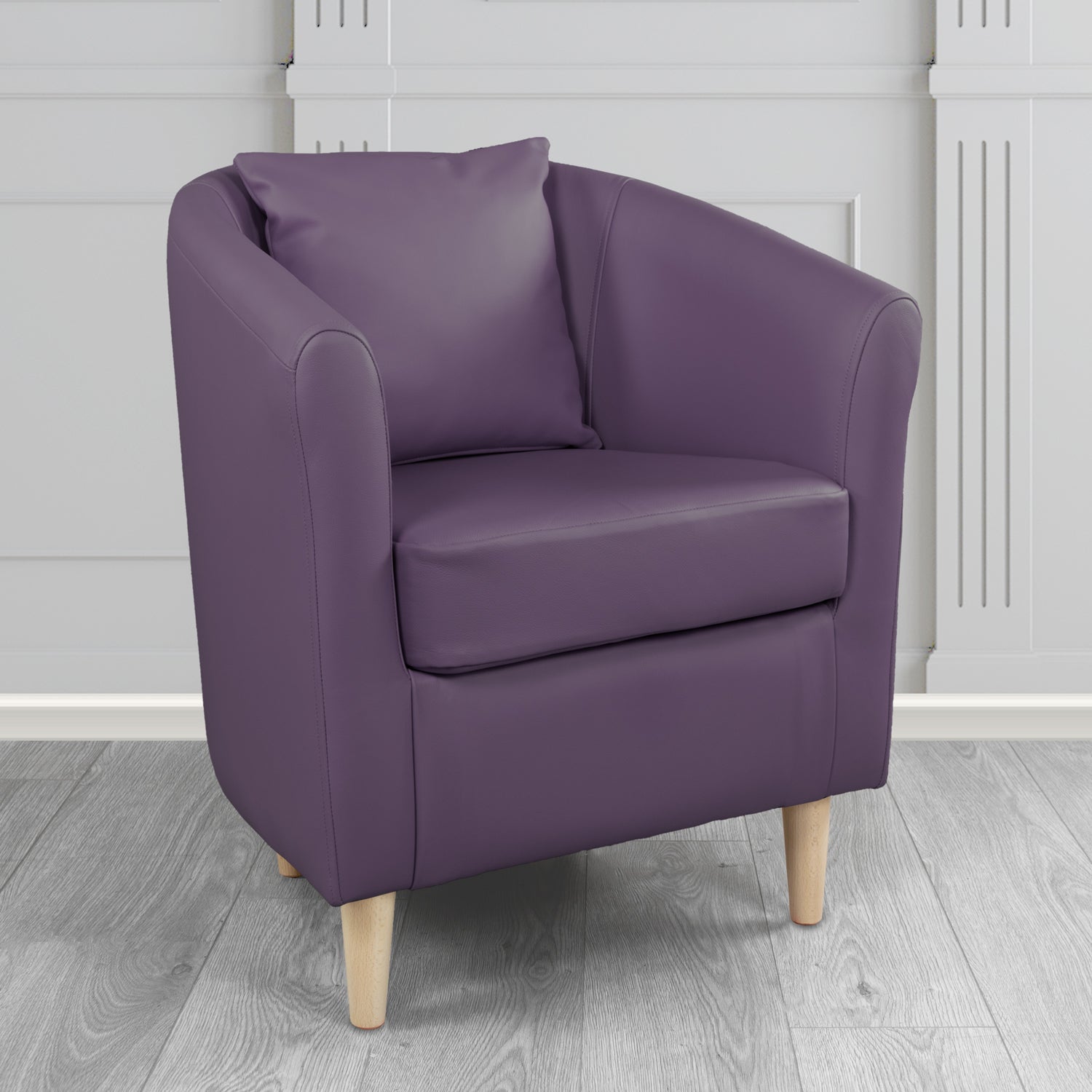 St Tropez Tub Chair with Scatter Cushion in Crest Leather Shelly Crib 5 Genuine Leather