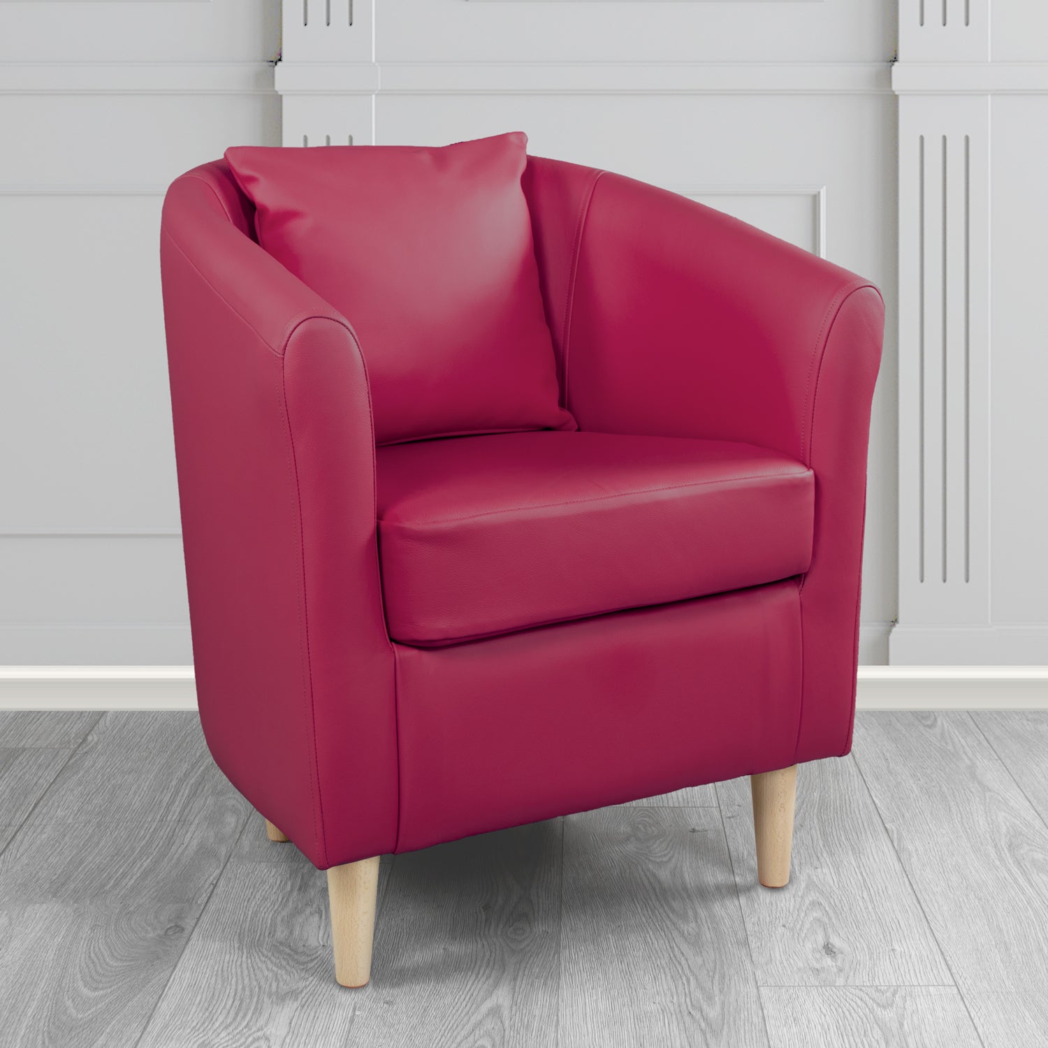 St Tropez Tub Chair with Scatter Cushion in Crest Leather Shelly Crib 5 Genuine Leather