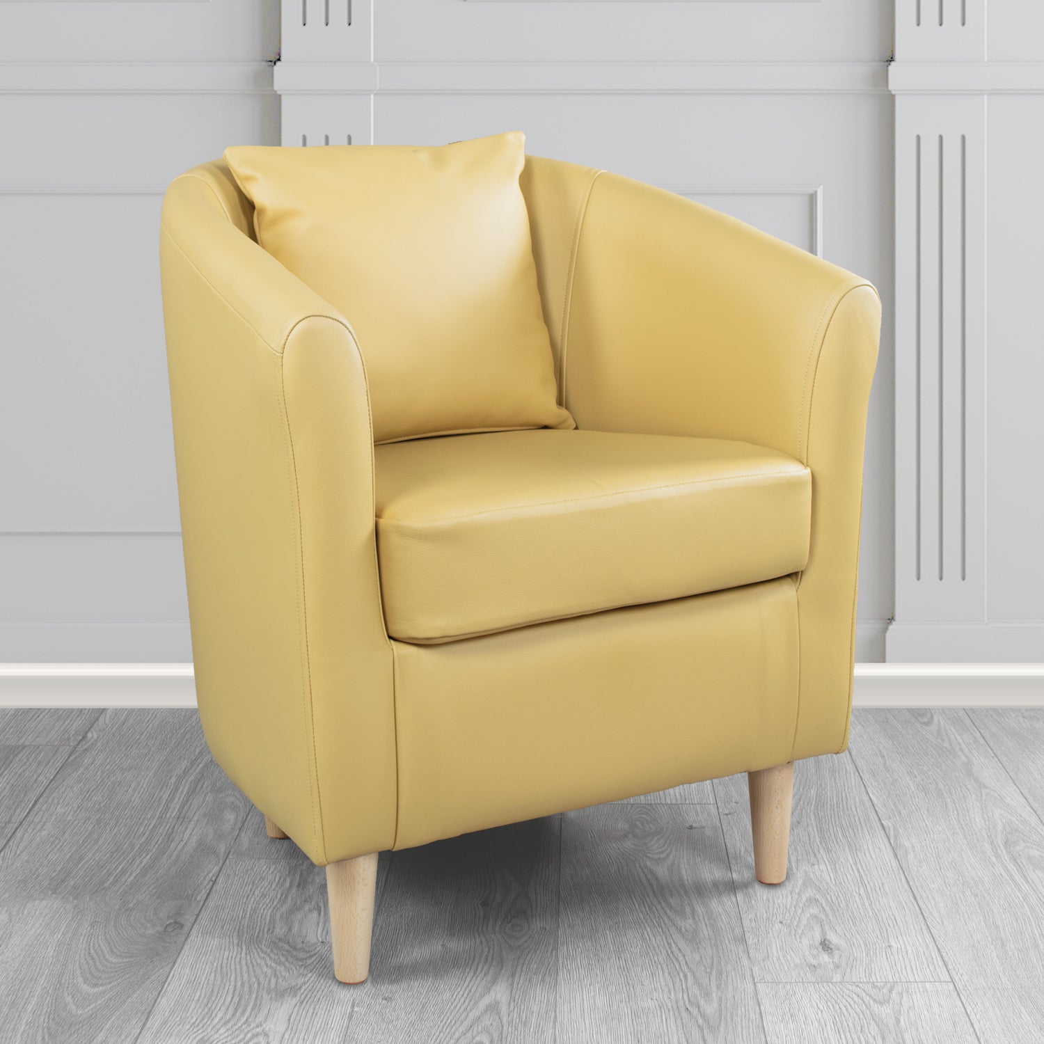 St Tropez Tub Chair with Scatter Cushion in Crest Leather Shelly Crib 5 Genuine Leather