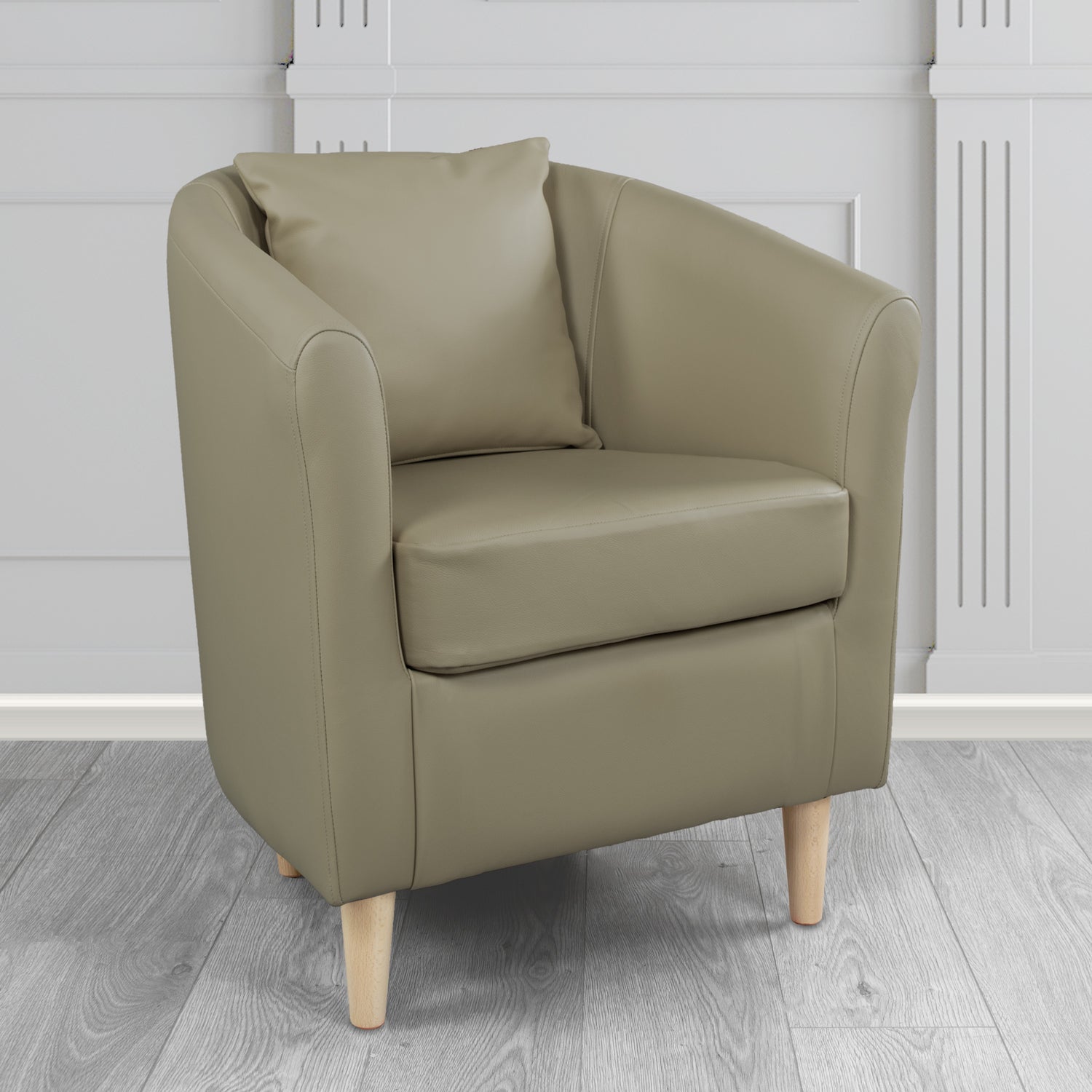 St Tropez Tub Chair with Scatter Cushion in Crest Leather Shelly Crib 5 Genuine Leather