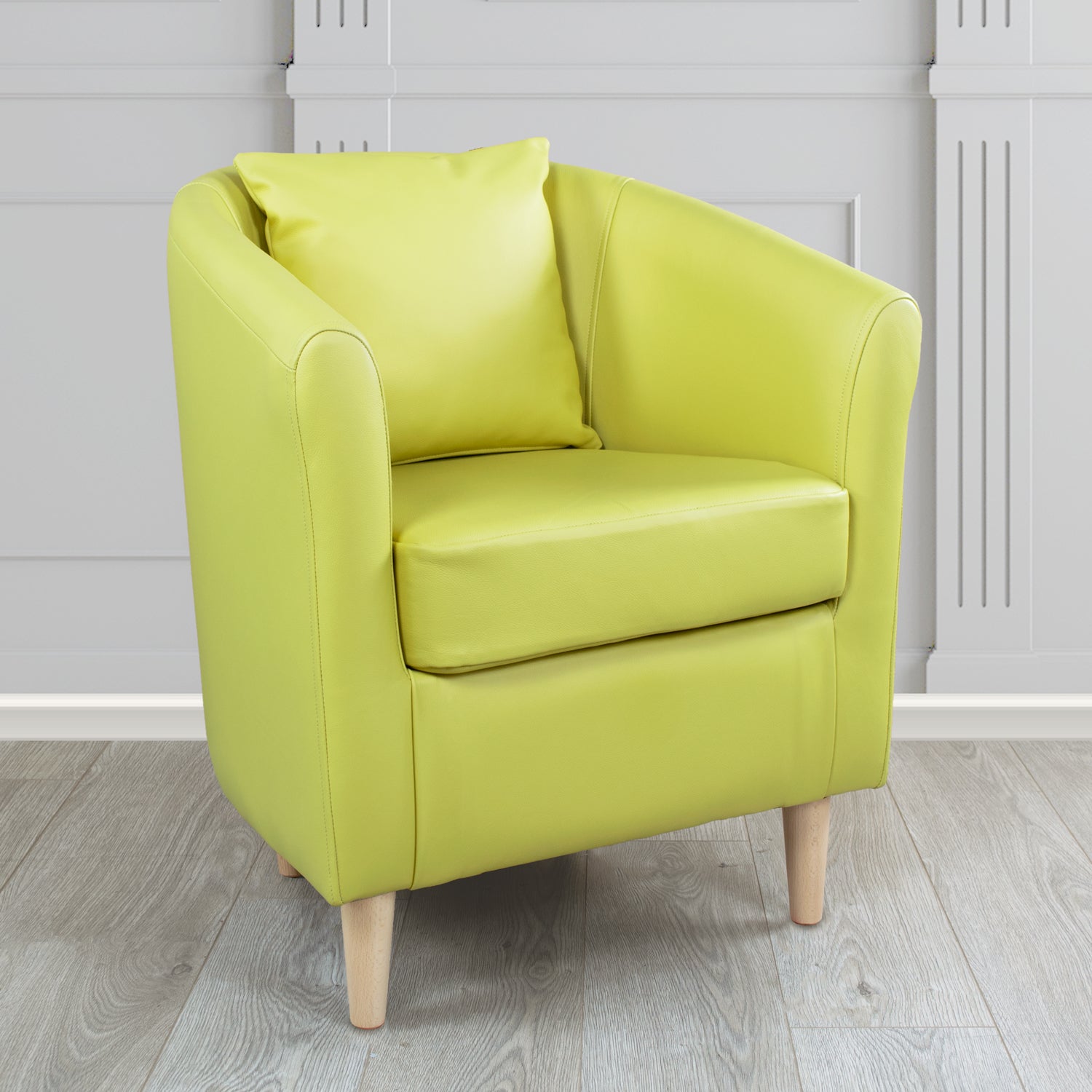 St Tropez Tub Chair with Scatter Cushion in Crest Leather Shelly Crib 5 Genuine Leather