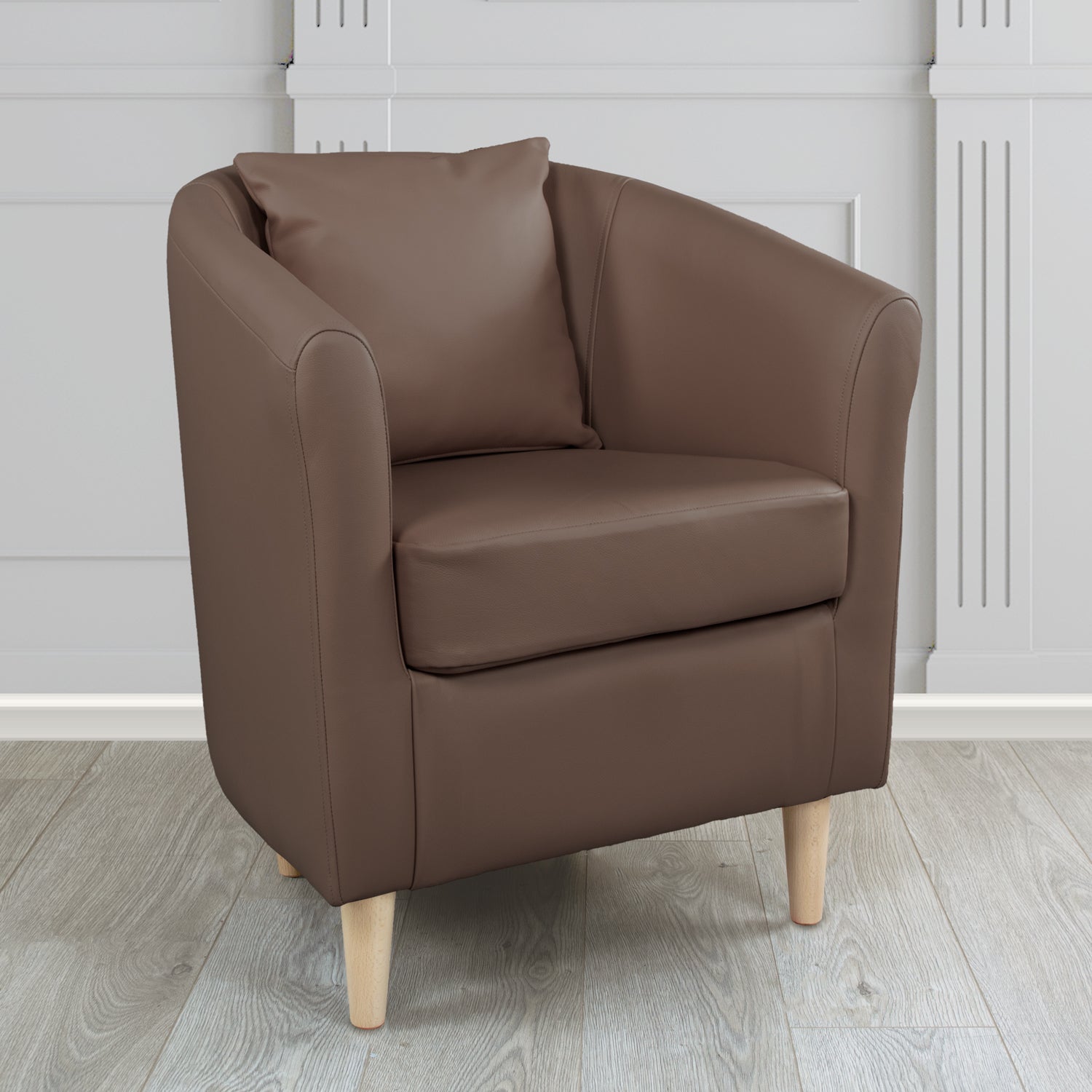 St Tropez Tub Chair with Scatter Cushion in Crest Leather Shelly Crib 5 Genuine Leather