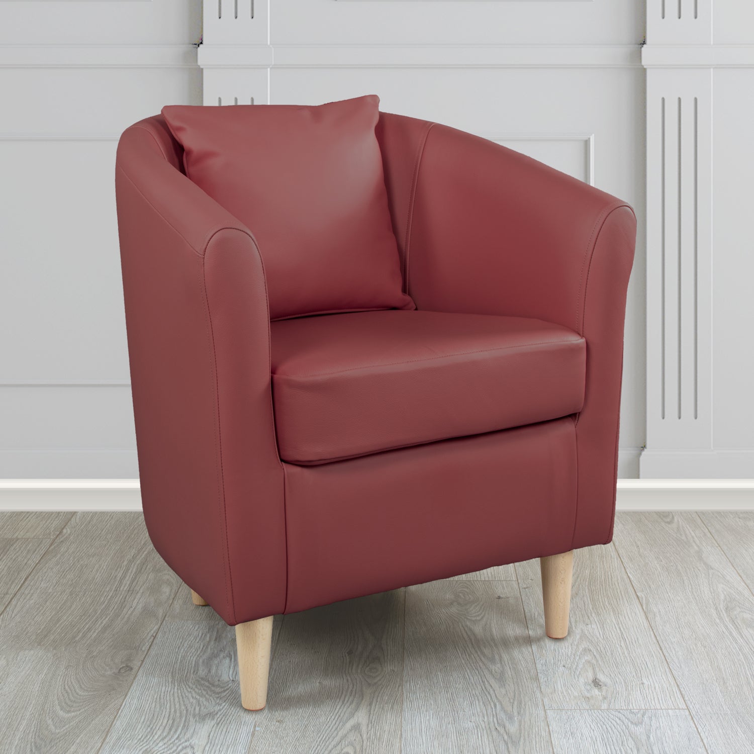 St Tropez Tub Chair with Scatter Cushion in Crest Leather Shelly Crib 5 Genuine Leather