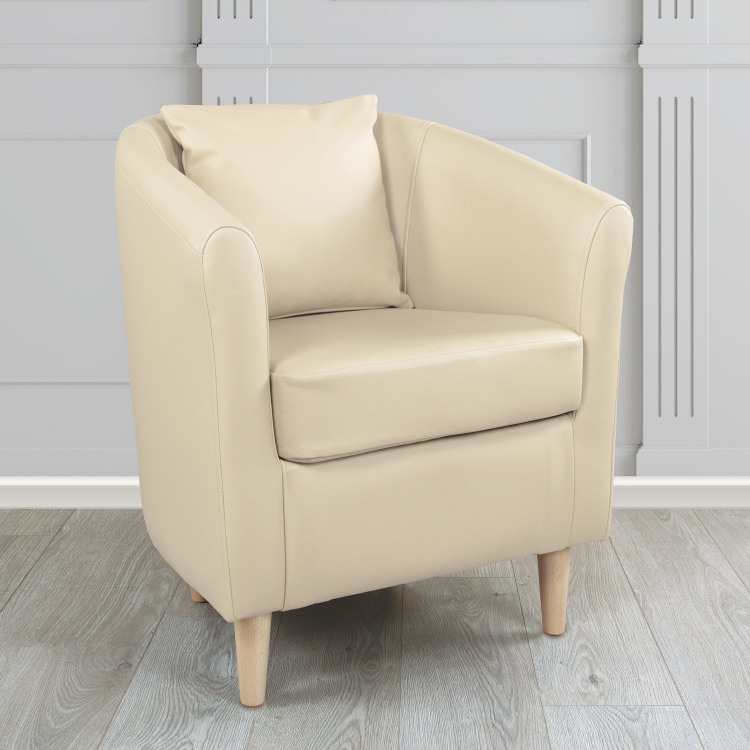 St Tropez Tub Chair with Scatter Cushion in Crest Leather Shelly Crib 5 Genuine Leather