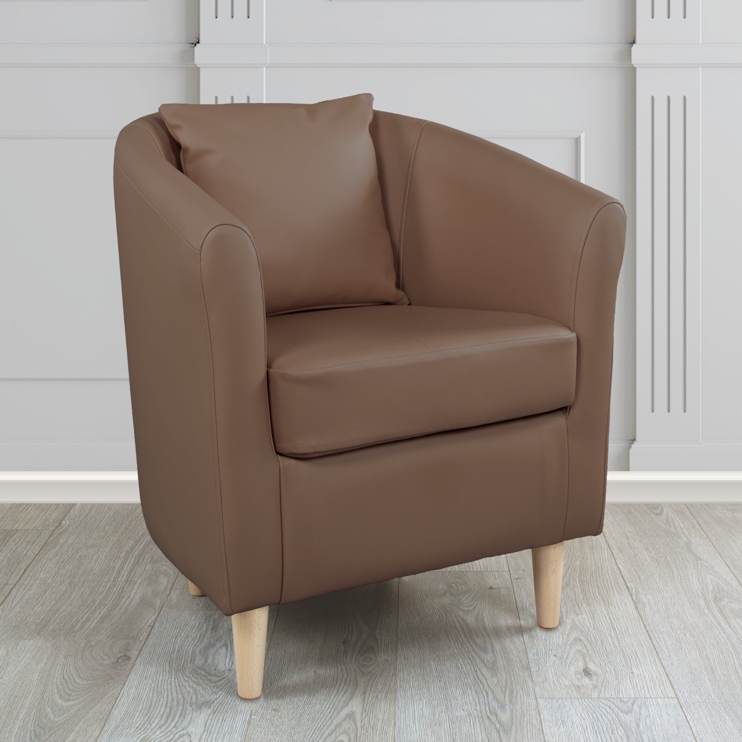 St Tropez Tub Chair with Scatter Cushion in Crest Leather Shelly Crib 5 Genuine Leather