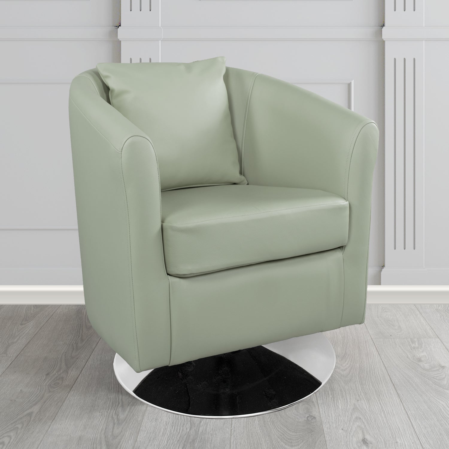 St Tropez Swivel Tub Chair in Shelly Crib 5 Genuine Leather with Scatter Cushion