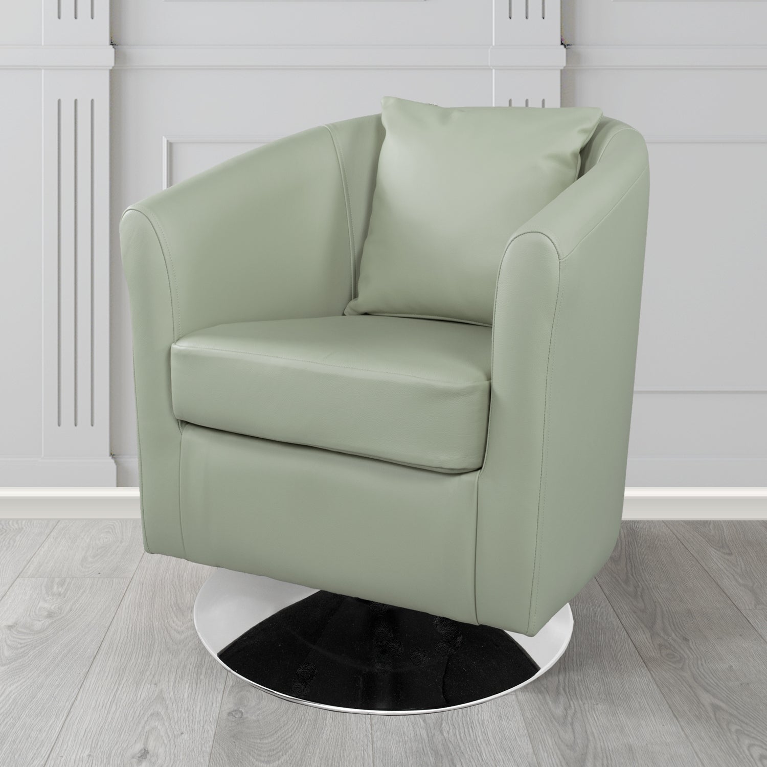 St Tropez Swivel Tub Chair in Shelly Crib 5 Genuine Leather with Scatter Cushion