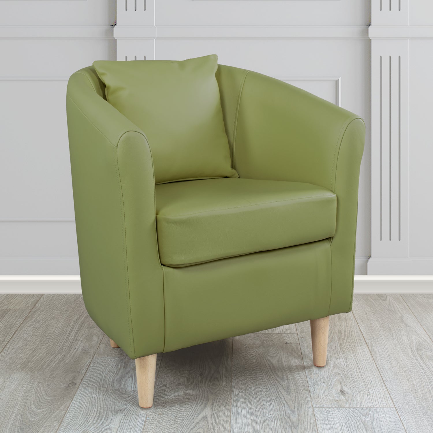 St Tropez Tub Chair with Scatter Cushion in Crest Leather Shelly Crib 5 Genuine Leather
