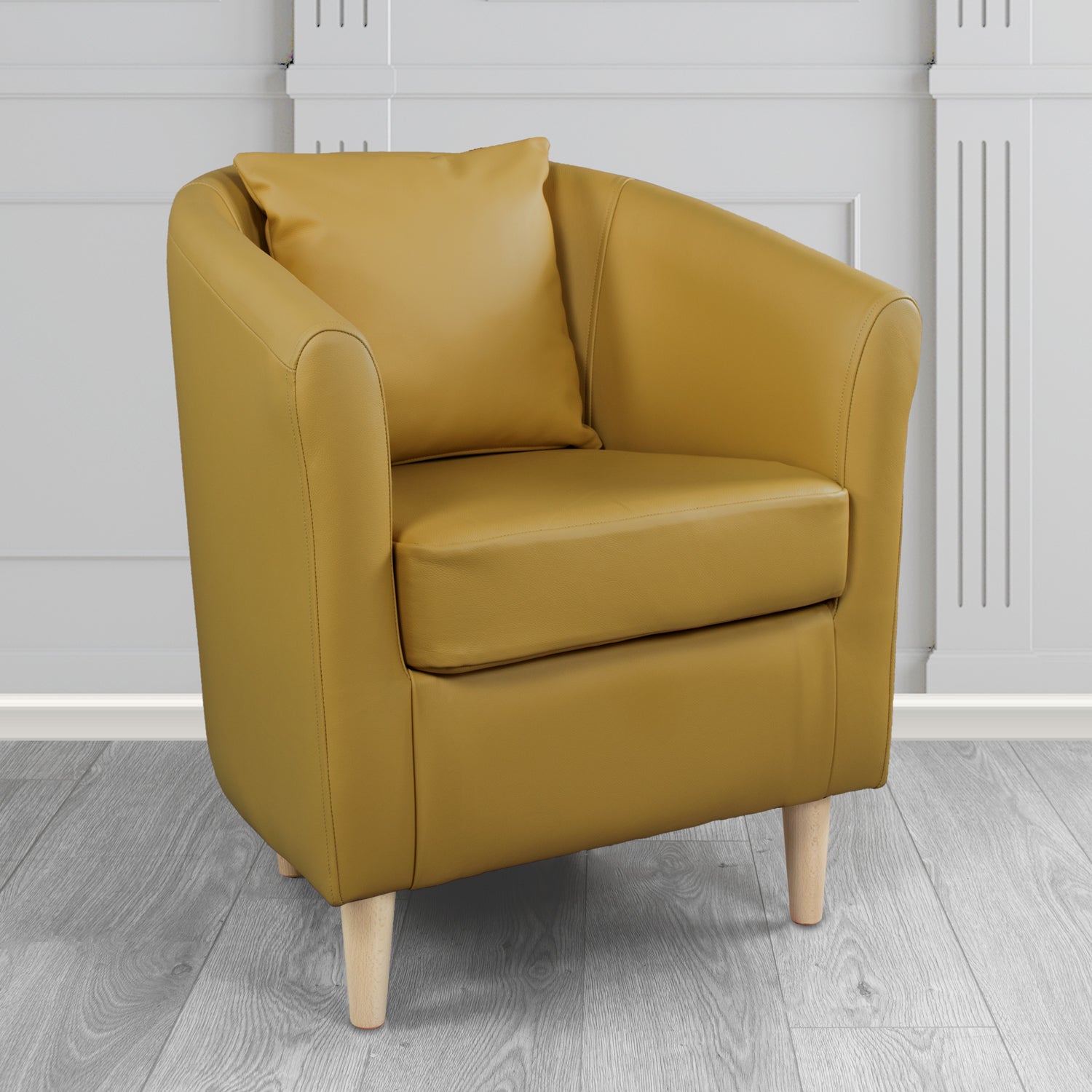 St Tropez Tub Chair with Scatter Cushion in Crest Leather Shelly Crib 5 Genuine Leather