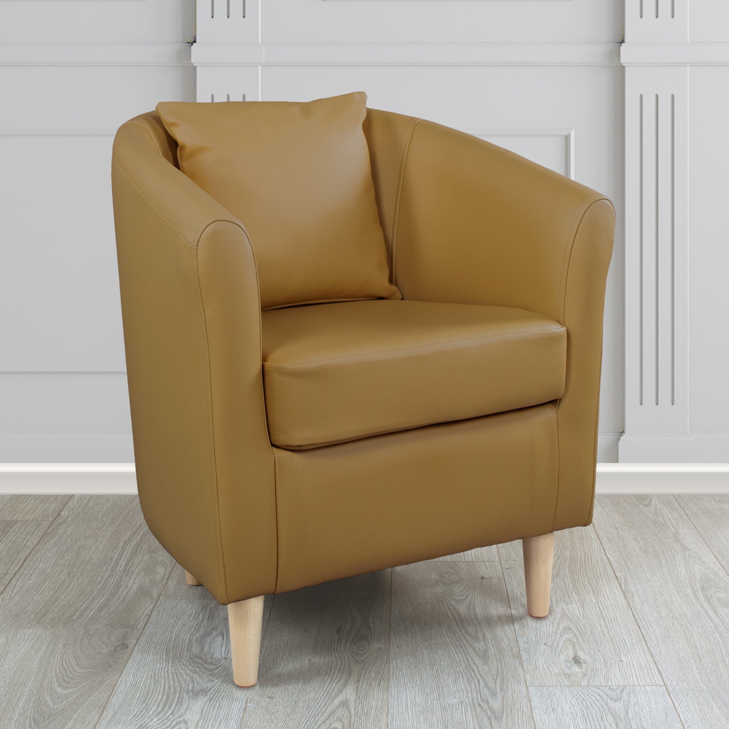 St Tropez Tub Chair with Scatter Cushion in Crest Leather Shelly Crib 5 Genuine Leather