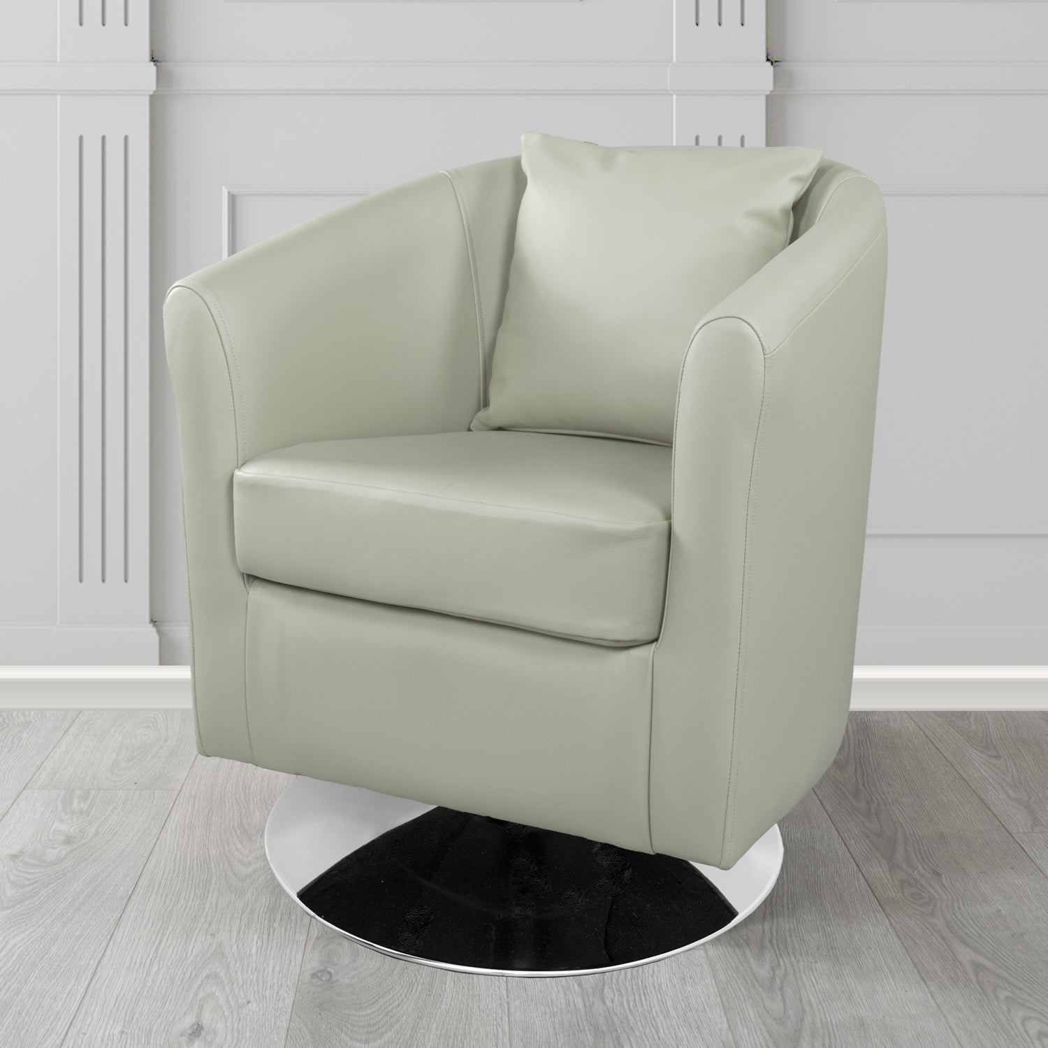 St Tropez Swivel Tub Chair in Shelly Crib 5 Genuine Leather with Scatter Cushion