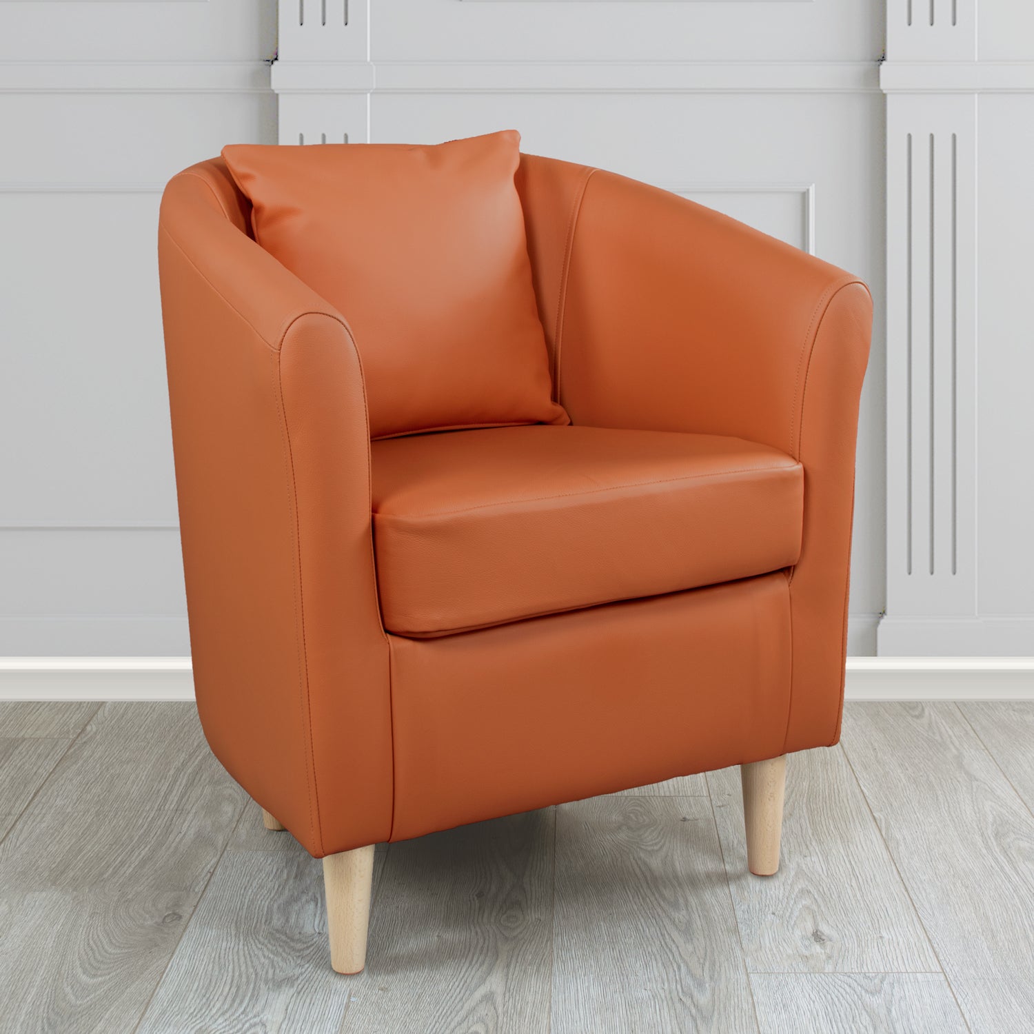 St Tropez Tub Chair with Scatter Cushion in Crest Leather Shelly Crib 5 Genuine Leather