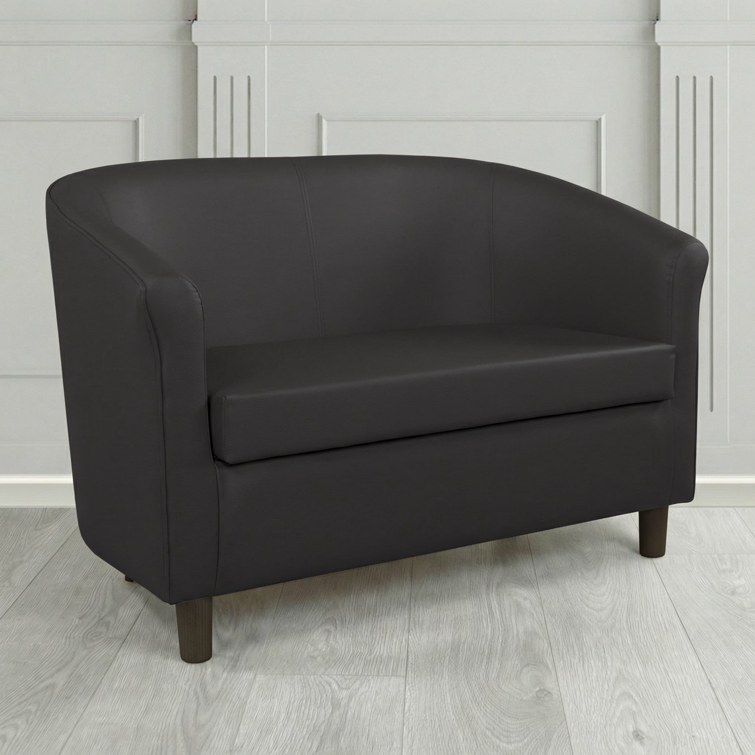 Tuscany 2 Seater Tub Sofa in Cristina Marrone Memphis Antimicrobial Crib 5 Contract Faux Leather