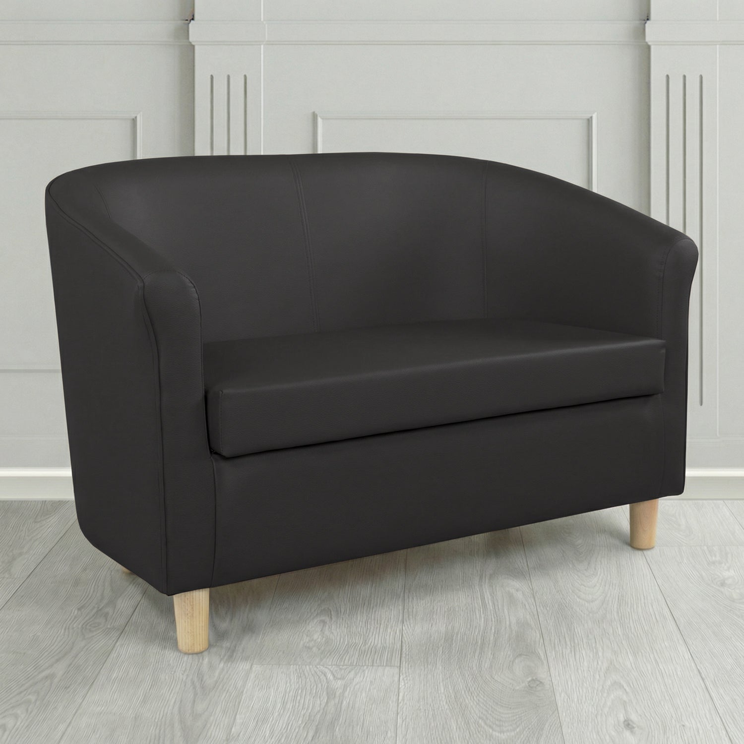 Tuscany 2 Seater Tub Sofa in Cristina Marrone Memphis Antimicrobial Crib 5 Contract Faux Leather