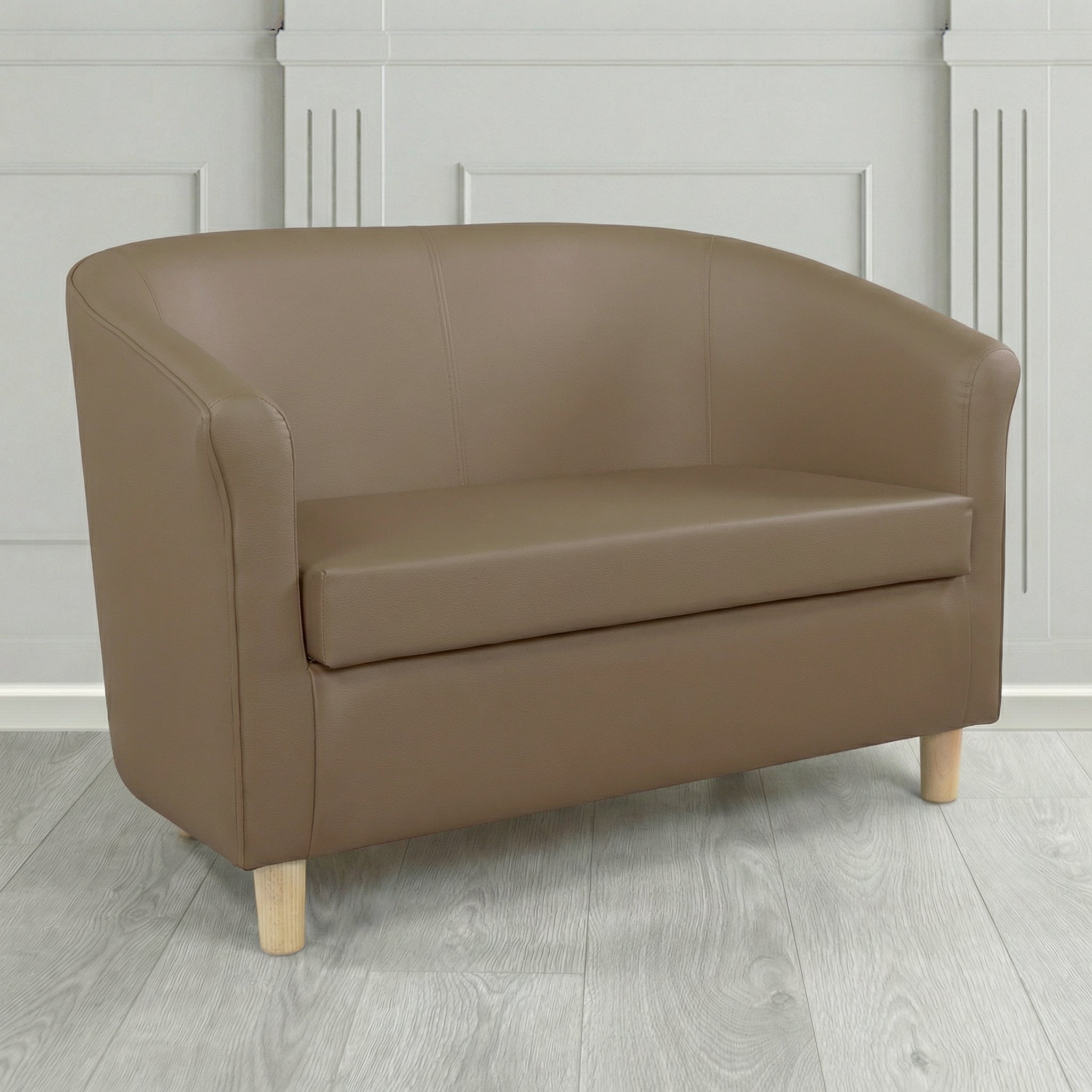 Tuscany 2 Seater Tub Sofa in Cristina Marrone Memphis Antimicrobial Crib 5 Contract Faux Leather