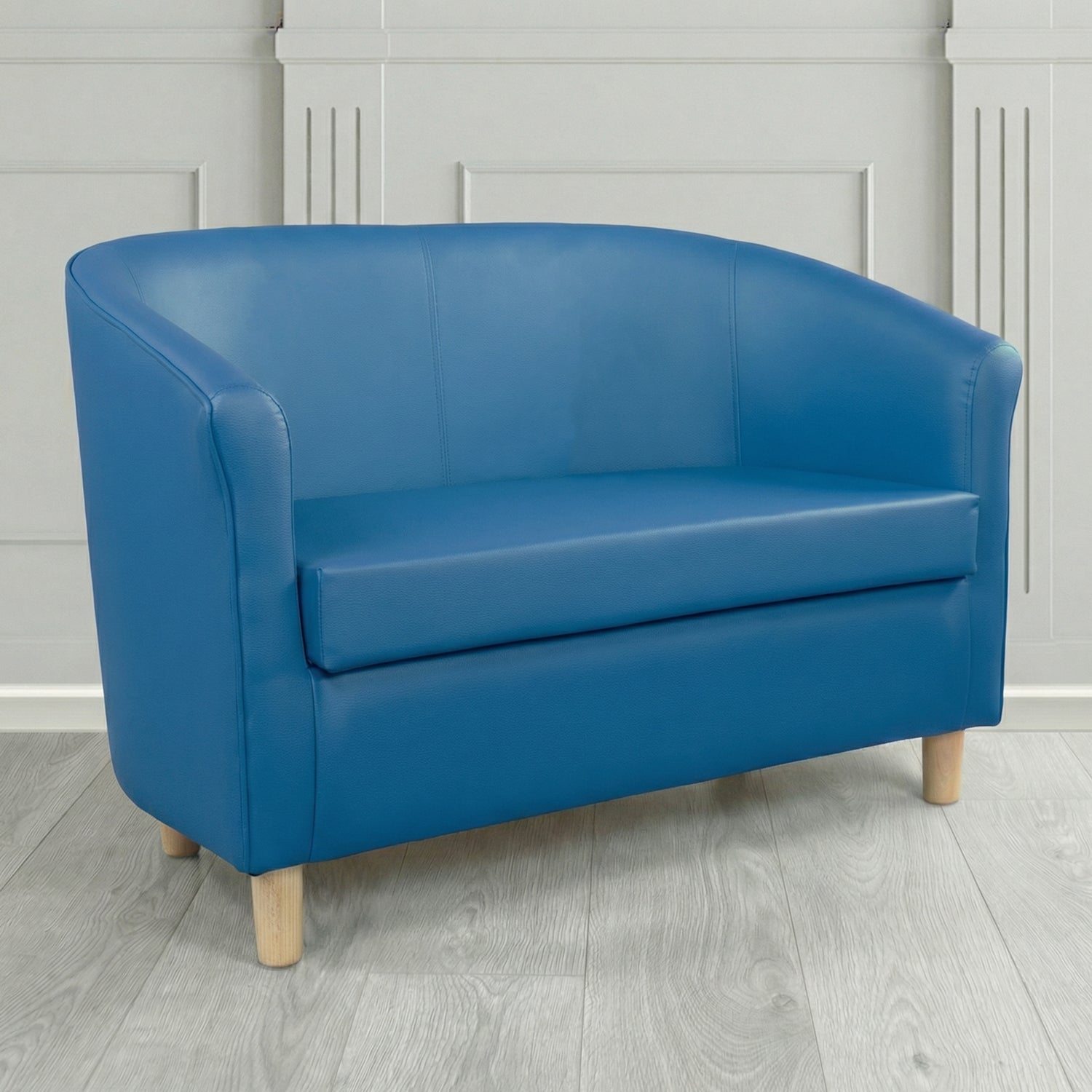 Tuscany 2 Seater Tub Sofa in Cristina Marrone Memphis Antimicrobial Crib 5 Contract Faux Leather