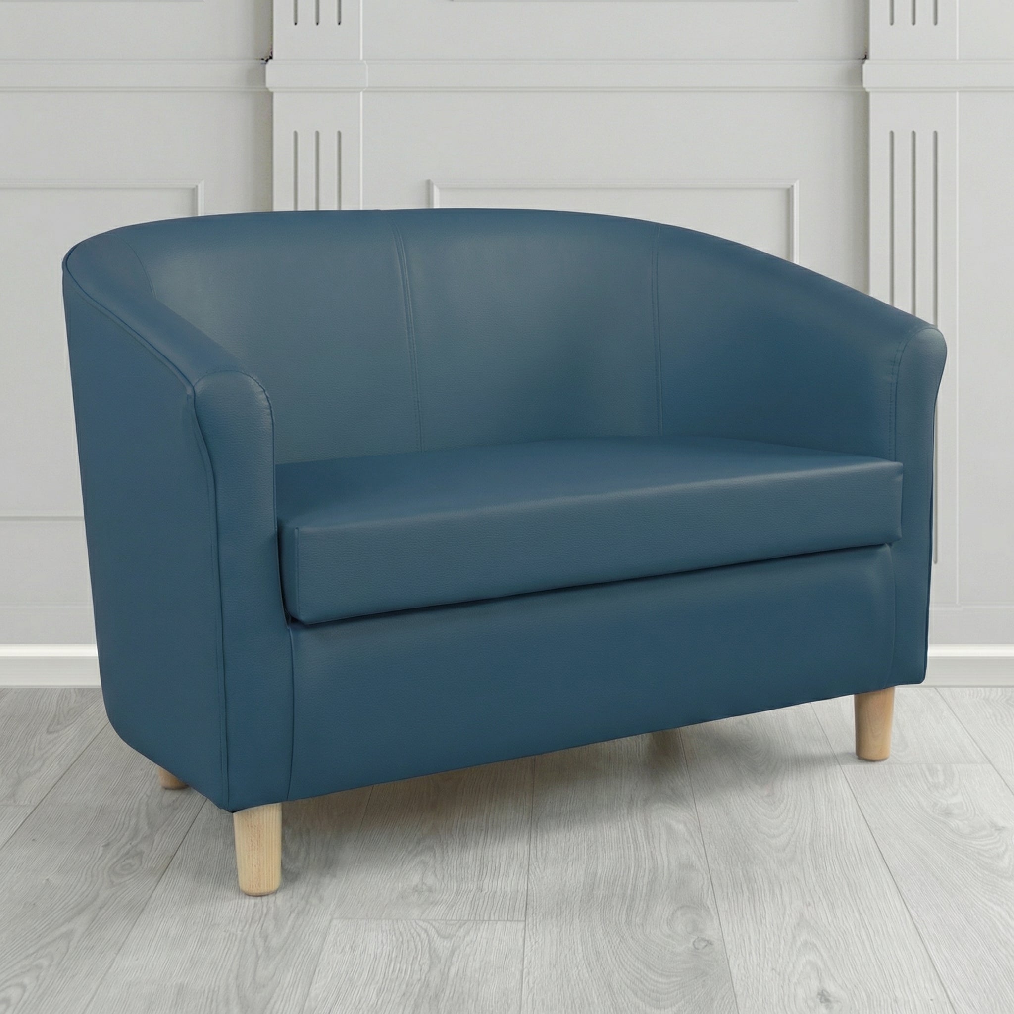 Tuscany 2 Seater Tub Sofa in Cristina Marrone Memphis Antimicrobial Crib 5 Contract Faux Leather