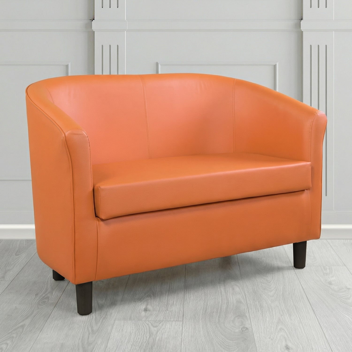 Tuscany 2 Seater Tub Sofa in Cristina Marrone Memphis Antimicrobial Crib 5 Contract Faux Leather