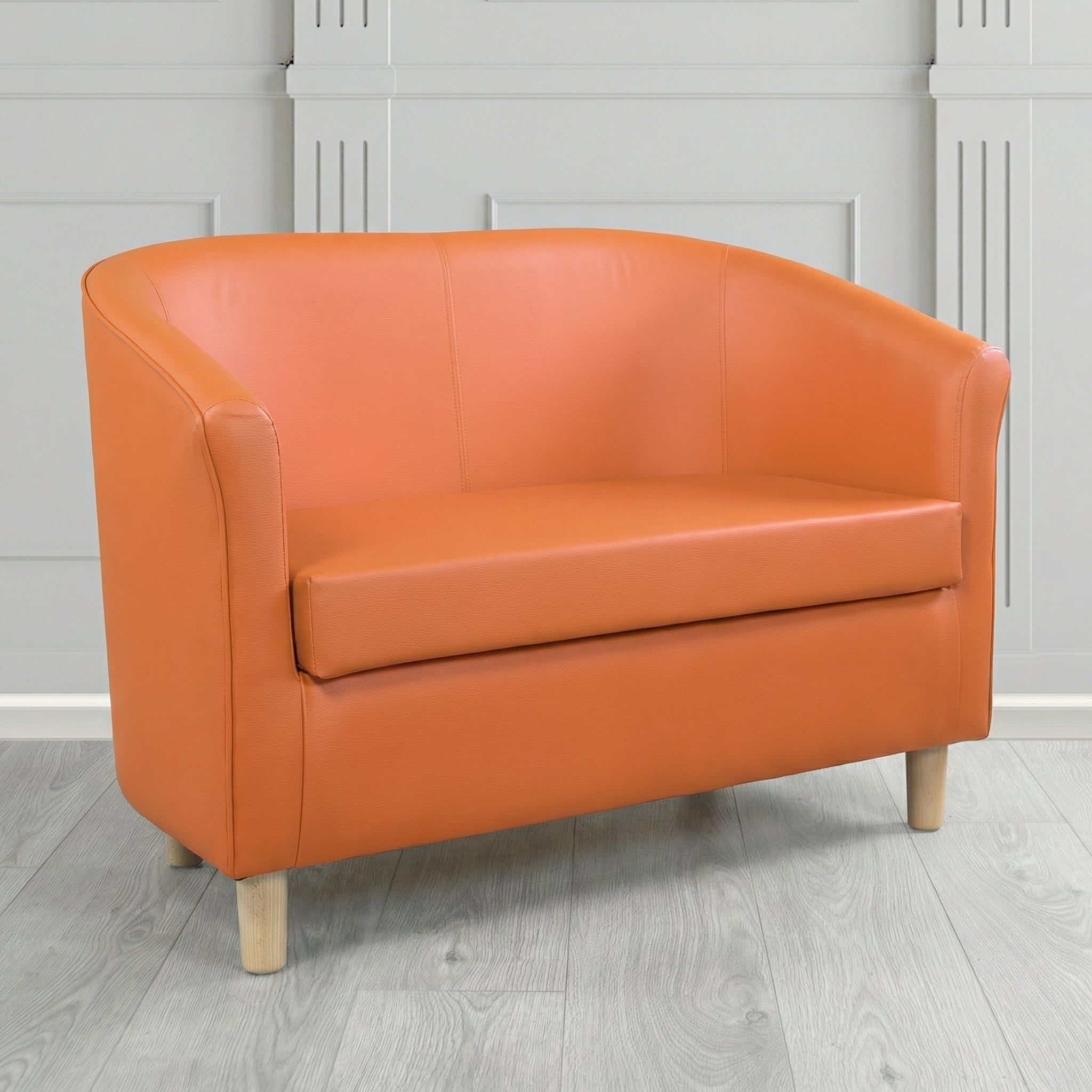 Tuscany 2 Seater Tub Sofa in Cristina Marrone Memphis Antimicrobial Crib 5 Contract Faux Leather