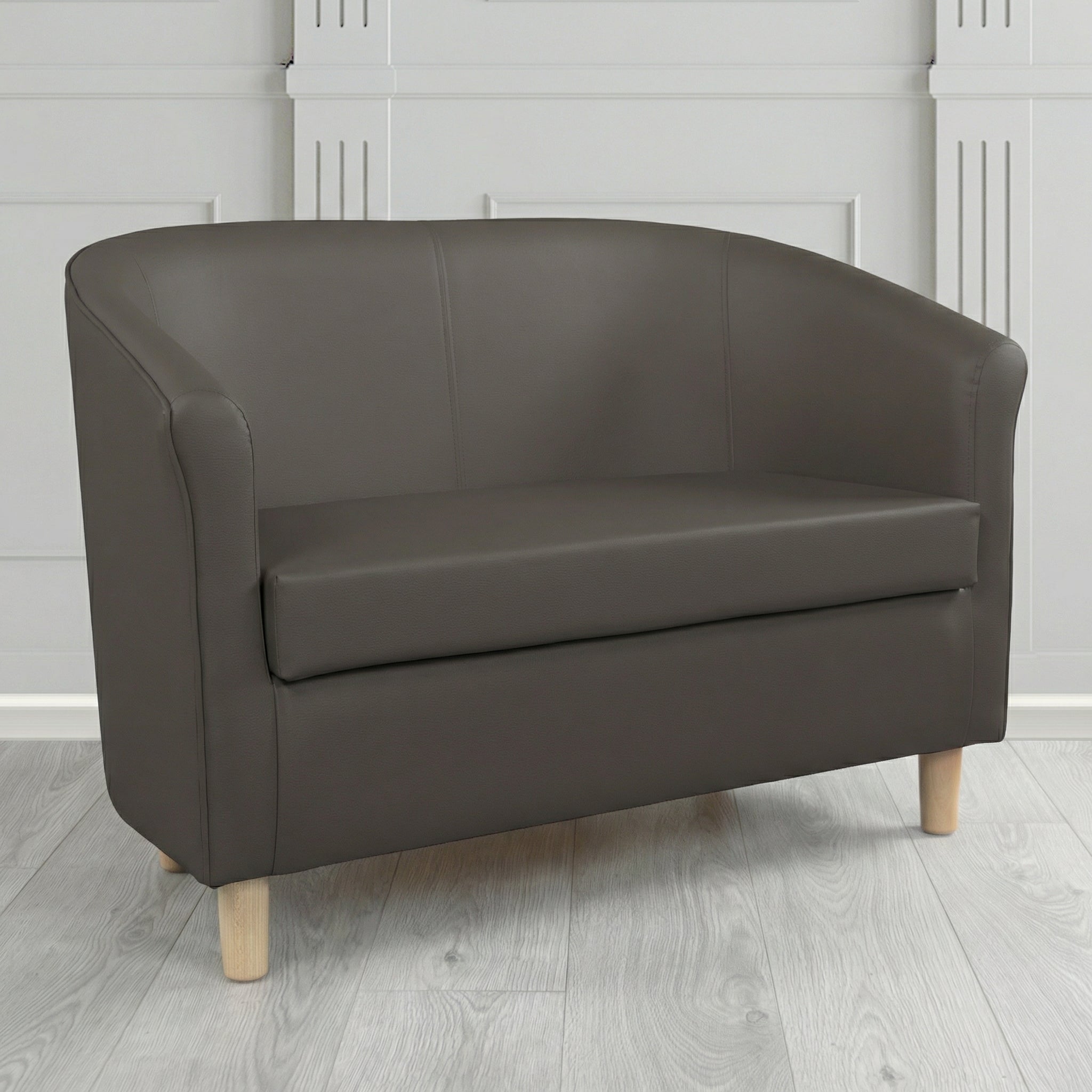 Tuscany 2 Seater Tub Sofa in Cristina Marrone Memphis Antimicrobial Crib 5 Contract Faux Leather