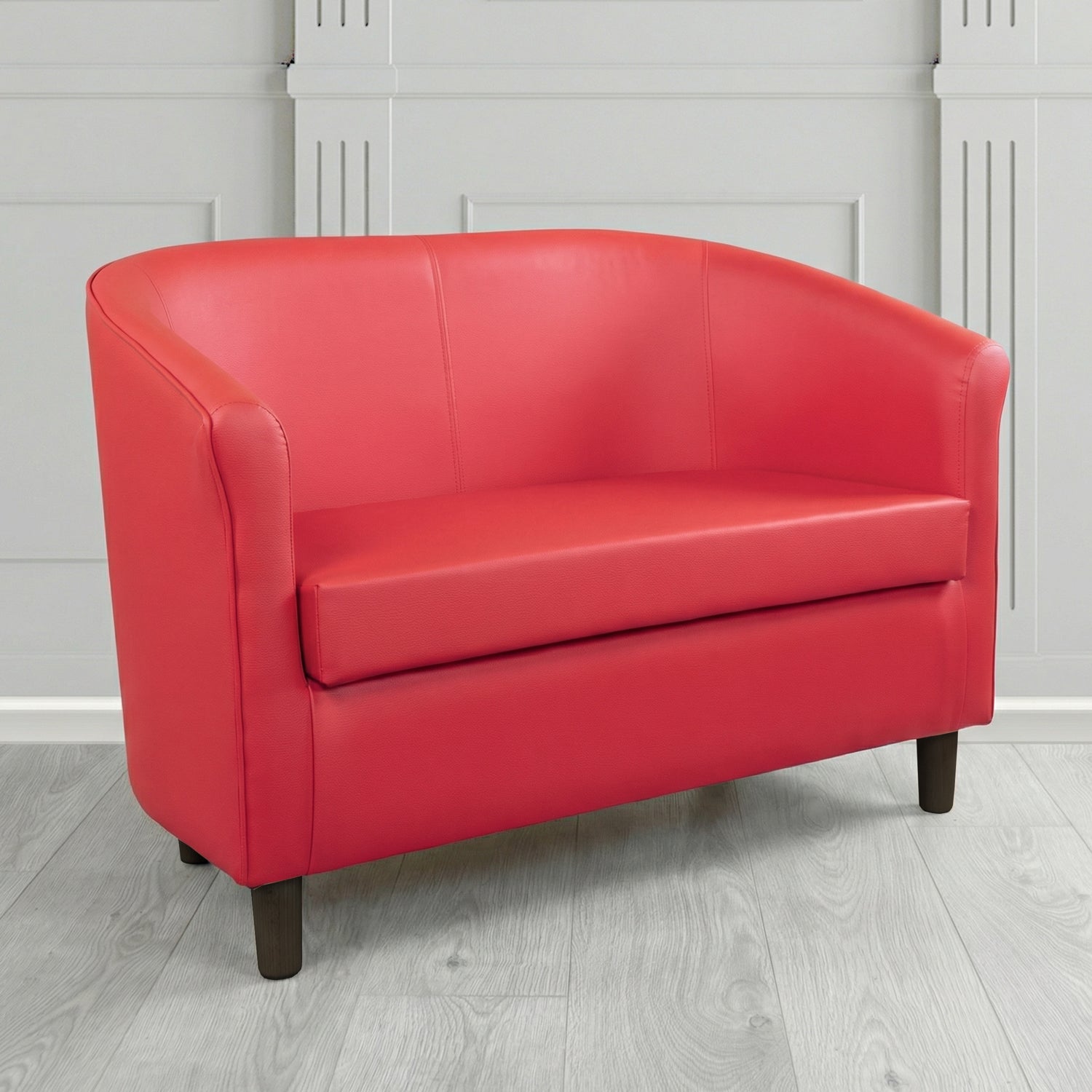 Tuscany 2 Seater Tub Sofa in Cristina Marrone Memphis Antimicrobial Crib 5 Contract Faux Leather