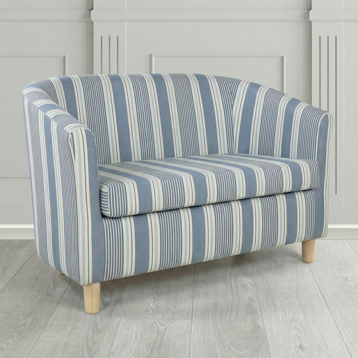 Tuscany 2 Seater Tub Sofa in Clarke and Clarke Sail Stripe Fabric