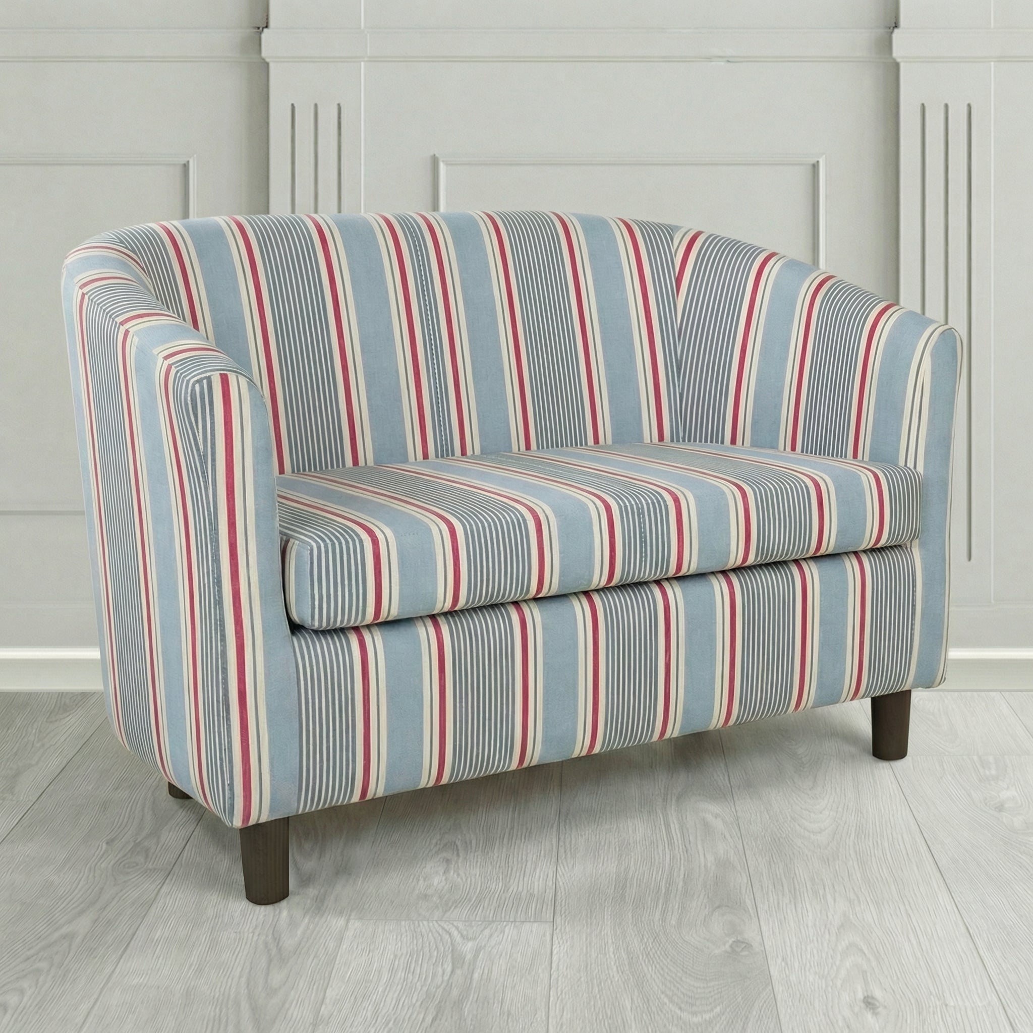 Tuscany 2 Seater Tub Sofa in Clarke and Clarke Sail Stripe Fabric