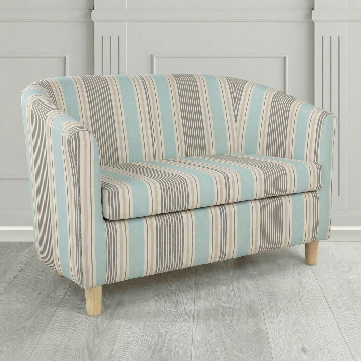Tuscany 2 Seater Tub Sofa in Clarke and Clarke Sail Stripe Fabric