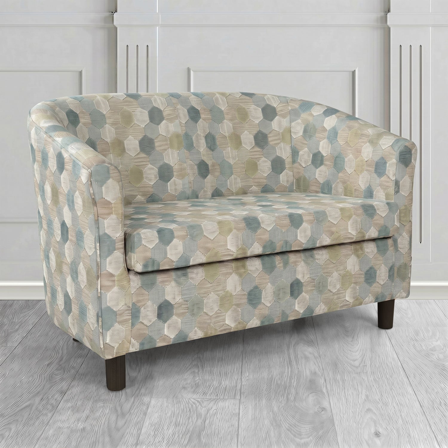 Tuscany 2 Seater Tub Sofa in Cristina Marrone Extravaganza Honeycomb Velvet Pattern Fabric