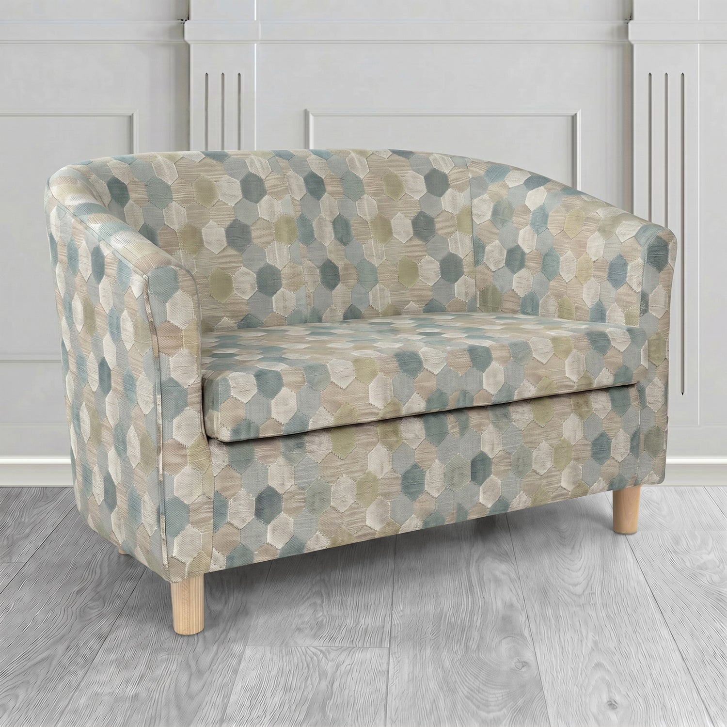 Tuscany 2 Seater Tub Sofa in Cristina Marrone Extravaganza Honeycomb Velvet Pattern Fabric