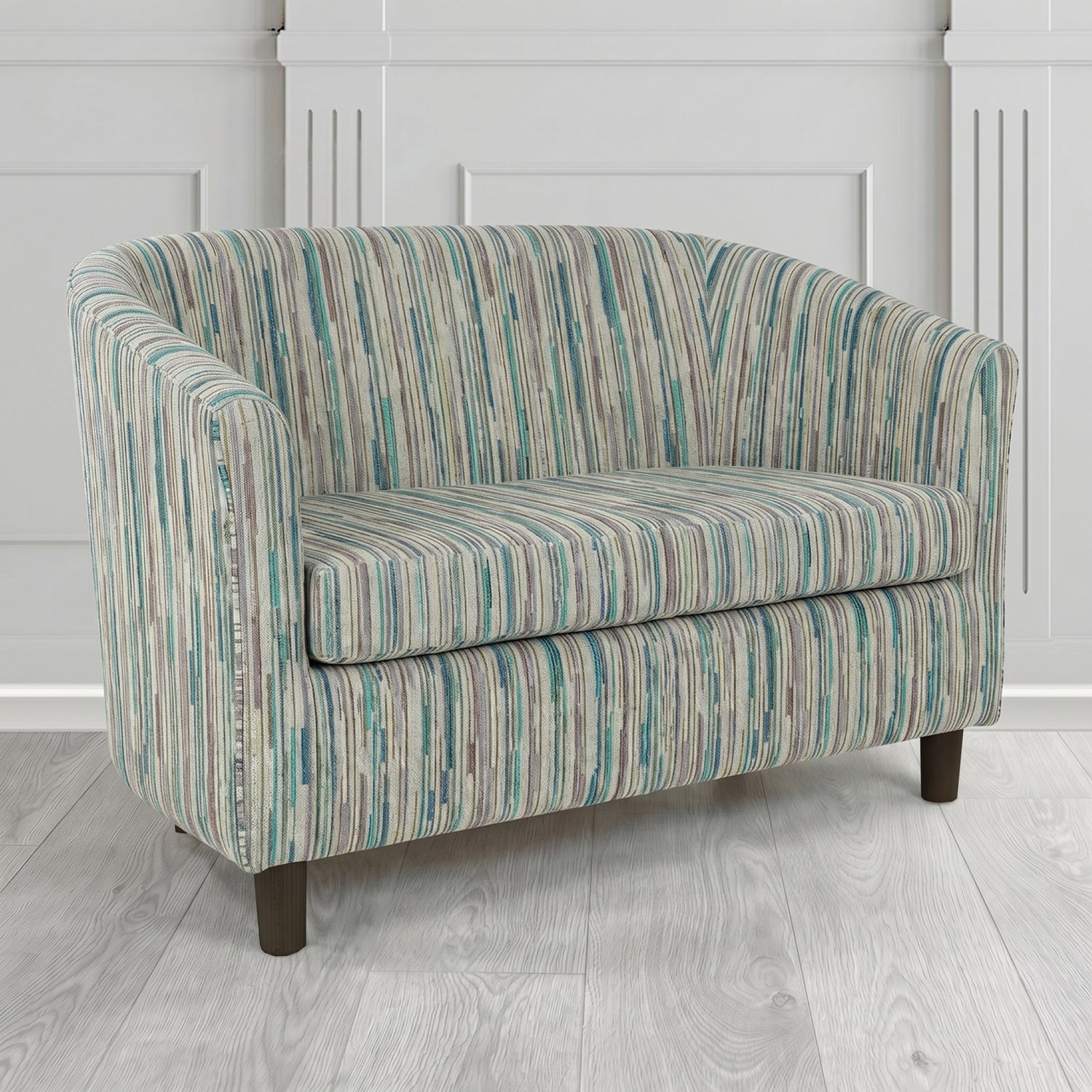 Tuscany 2 Seater Tub Sofa in Cristina Marrone Extravaganza Stripe Fabric