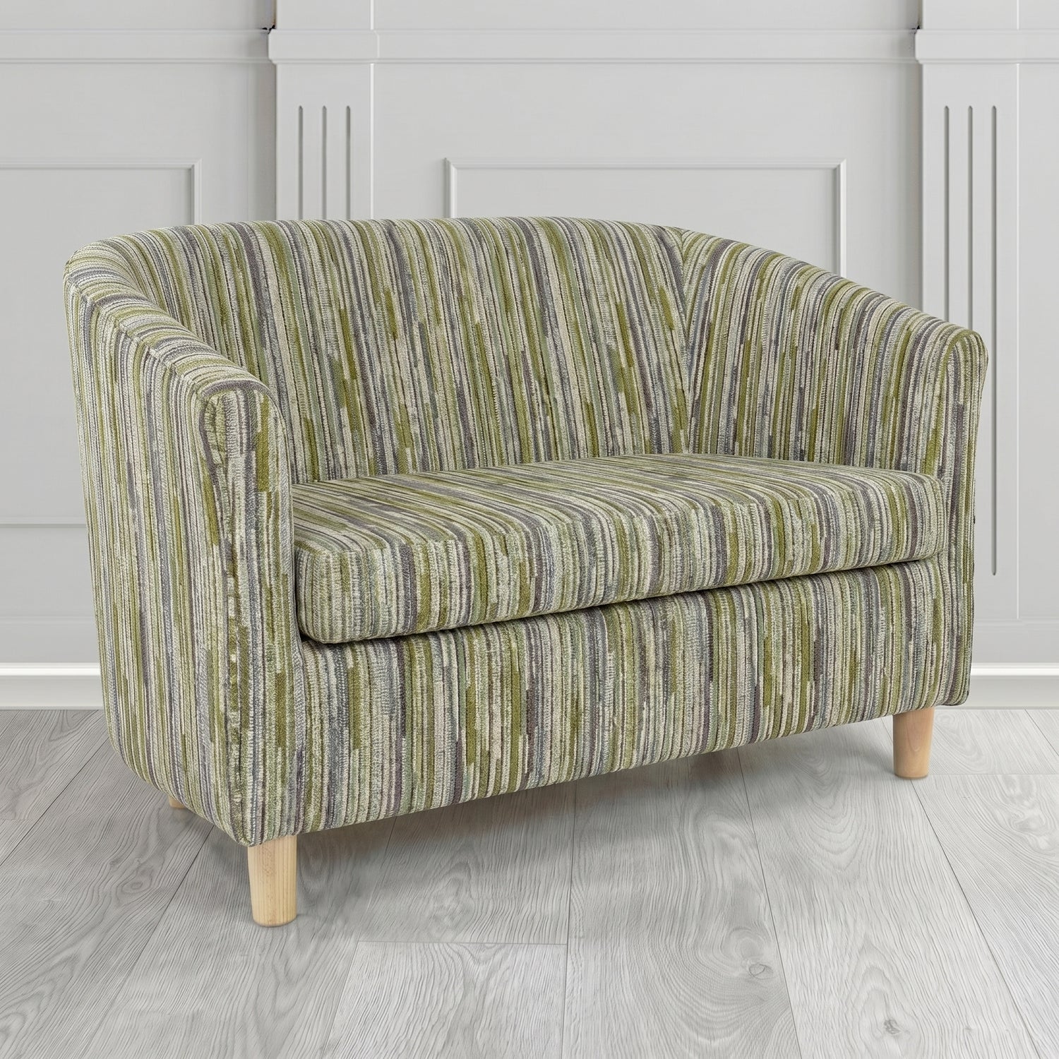 Tuscany 2 Seater Tub Sofa in Cristina Marrone Extravaganza Stripe Fabric
