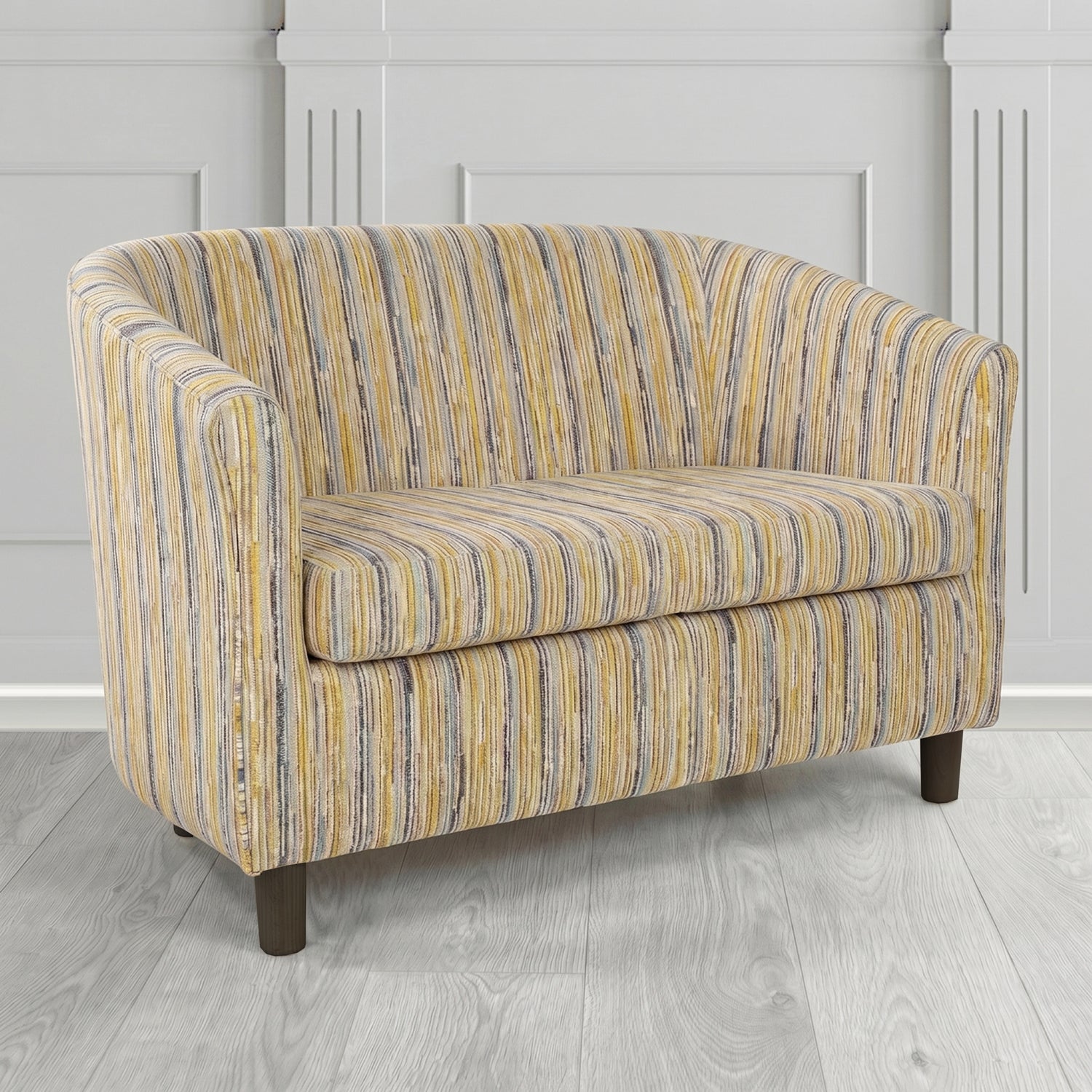 Tuscany 2 Seater Tub Sofa in Cristina Marrone Extravaganza Stripe Fabric