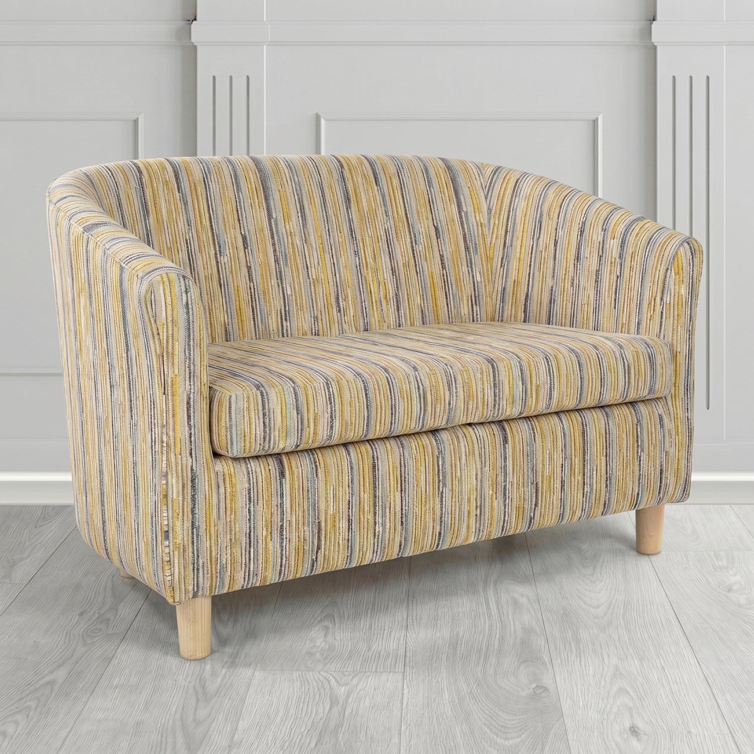 Tuscany 2 Seater Tub Sofa in Cristina Marrone Extravaganza Stripe Fabric