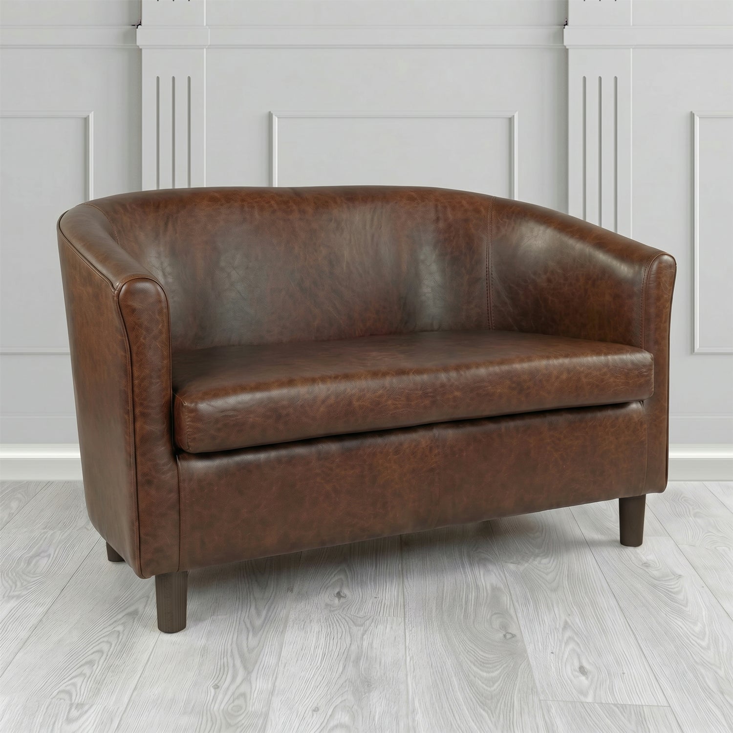 Tuscany 2 Seater Tub Sofa in Crest Leather Old English Crib 5 Genuine Leather