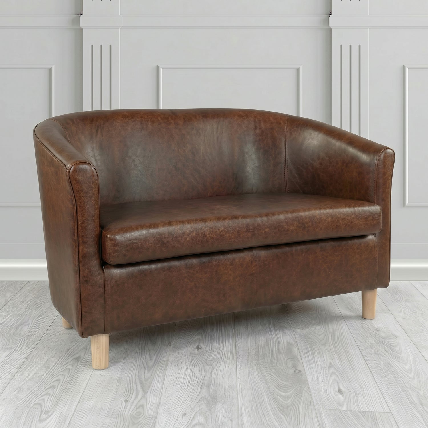 Tuscany 2 Seater Tub Sofa in Crest Leather Old English Crib 5 Genuine Leather