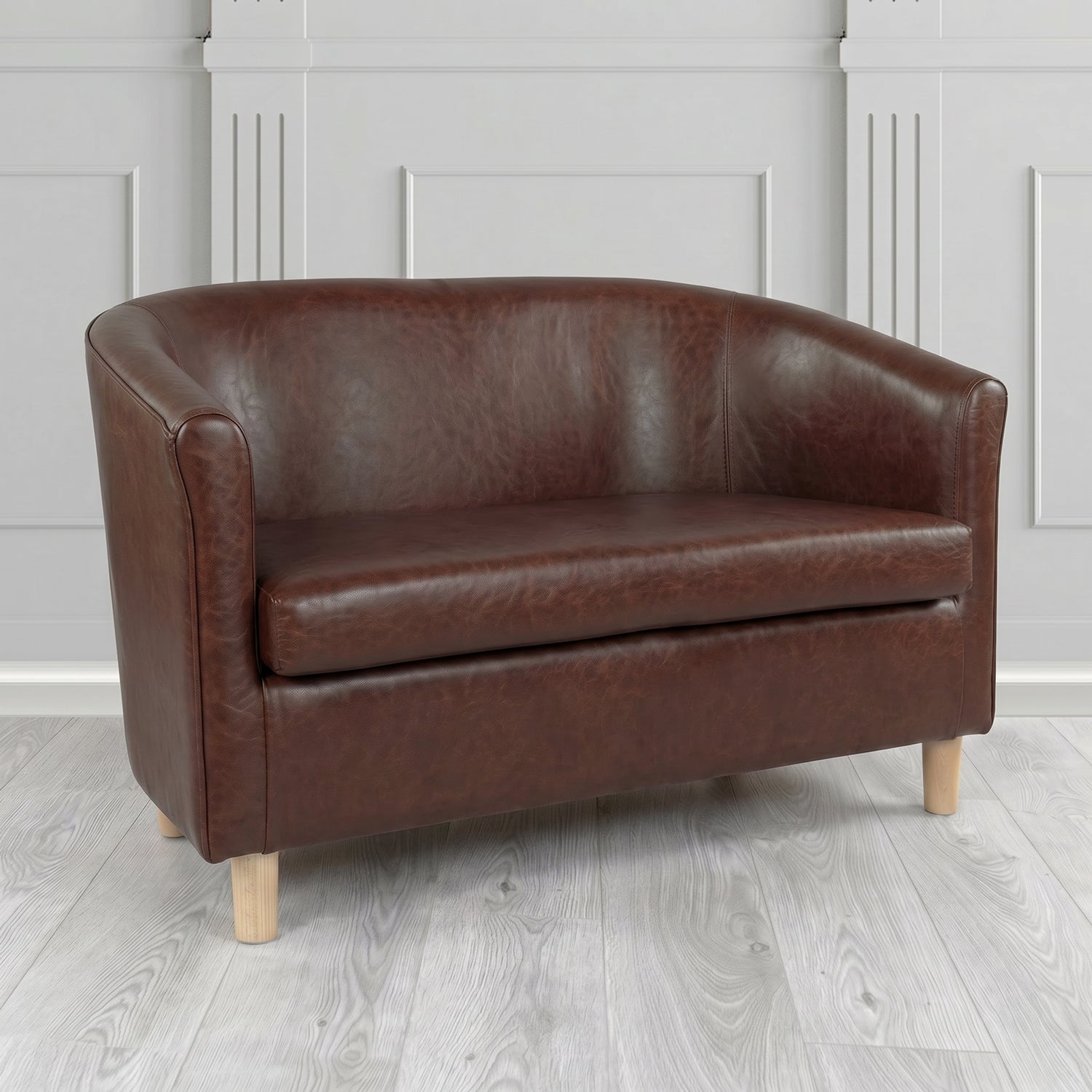 Tuscany 2 Seater Tub Sofa in Crest Leather Old English Crib 5 Genuine Leather