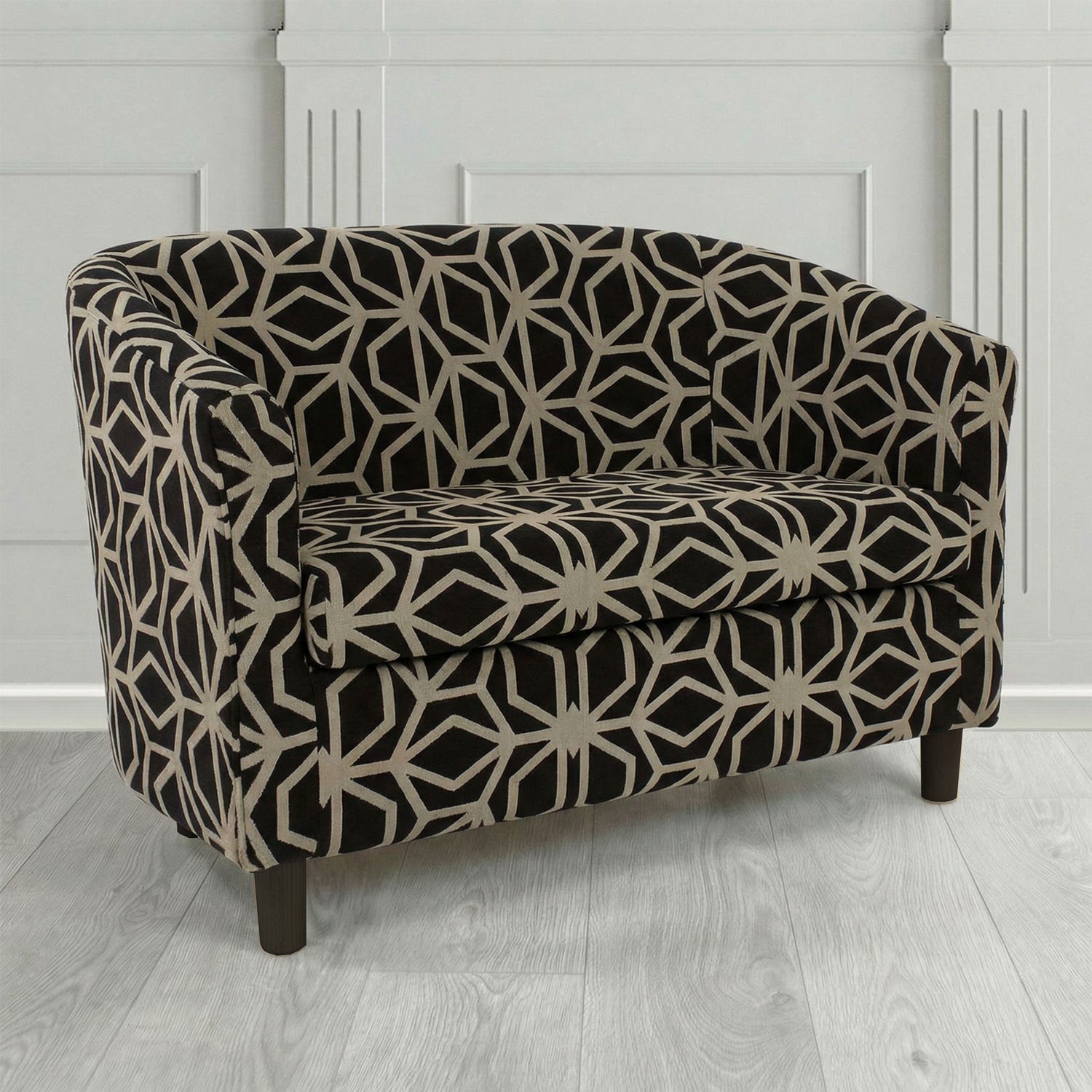 Tuscany 2 Seater Tub Sofa in Panaz Fabrics Lexington Corinthia Geometric Crib 5 Velvet Fabric