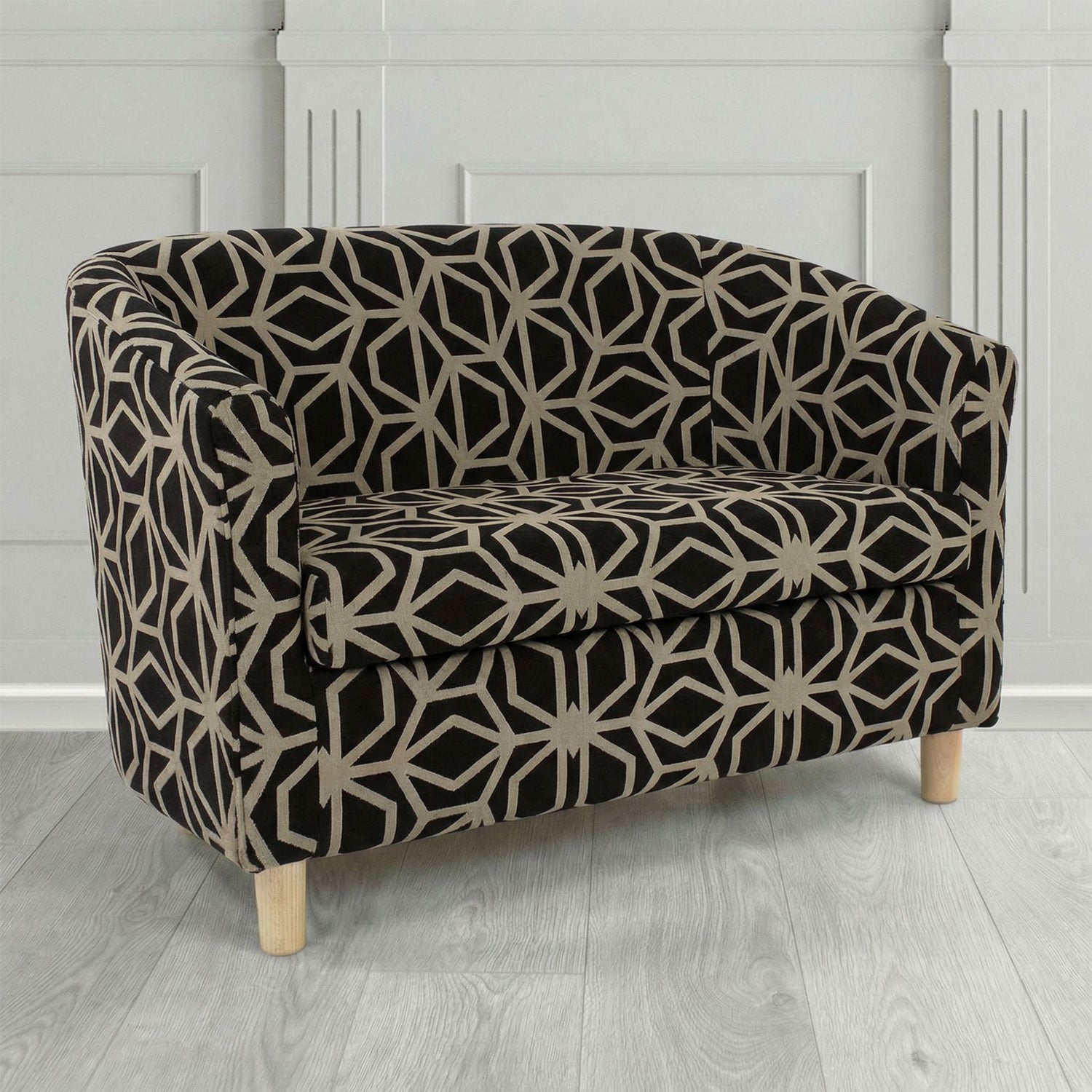 Tuscany 2 Seater Tub Sofa in Panaz Fabrics Lexington Corinthia Geometric Crib 5 Velvet Fabric