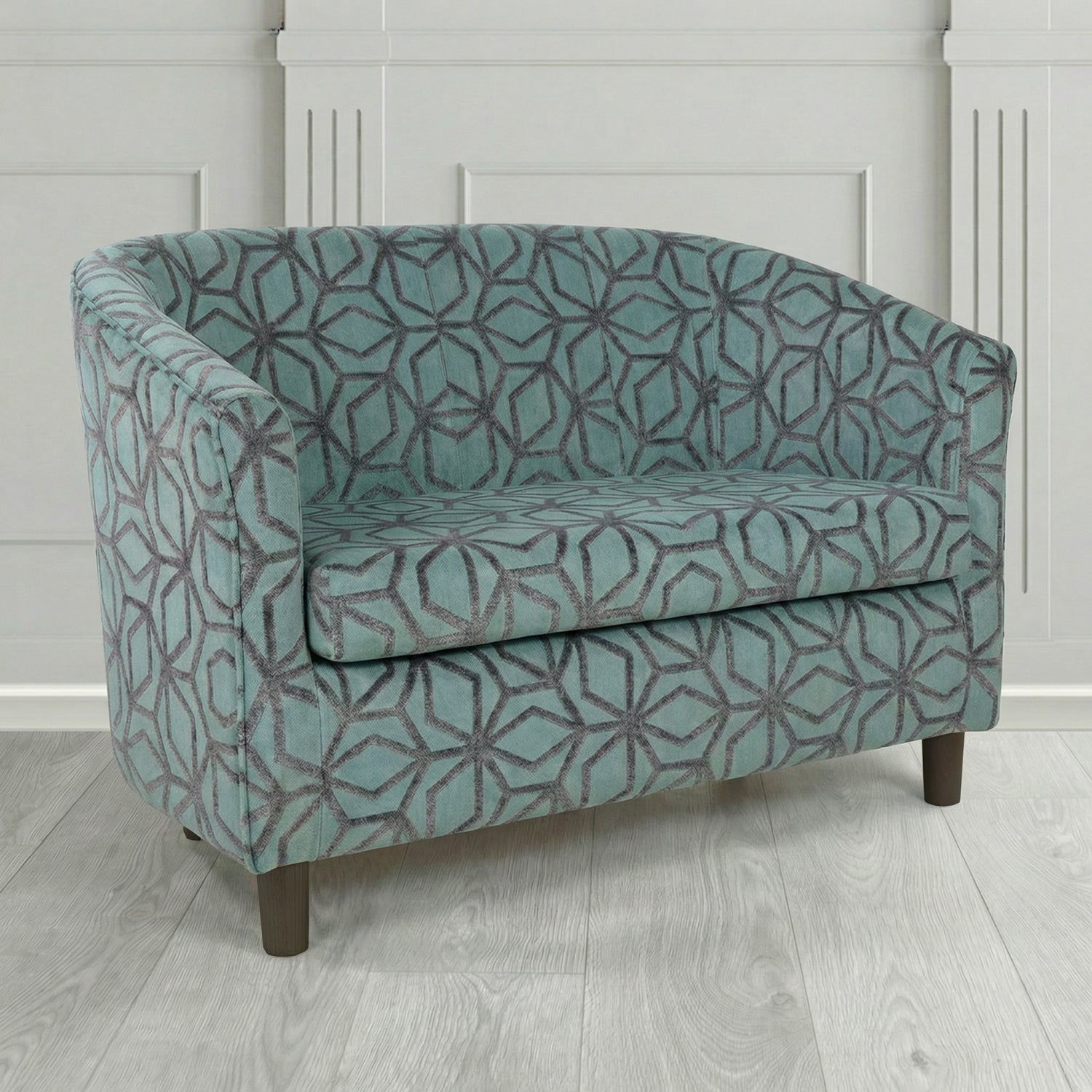 Tuscany 2 Seater Tub Sofa in Panaz Fabrics Lexington Corinthia Geometric Crib 5 Velvet Fabric