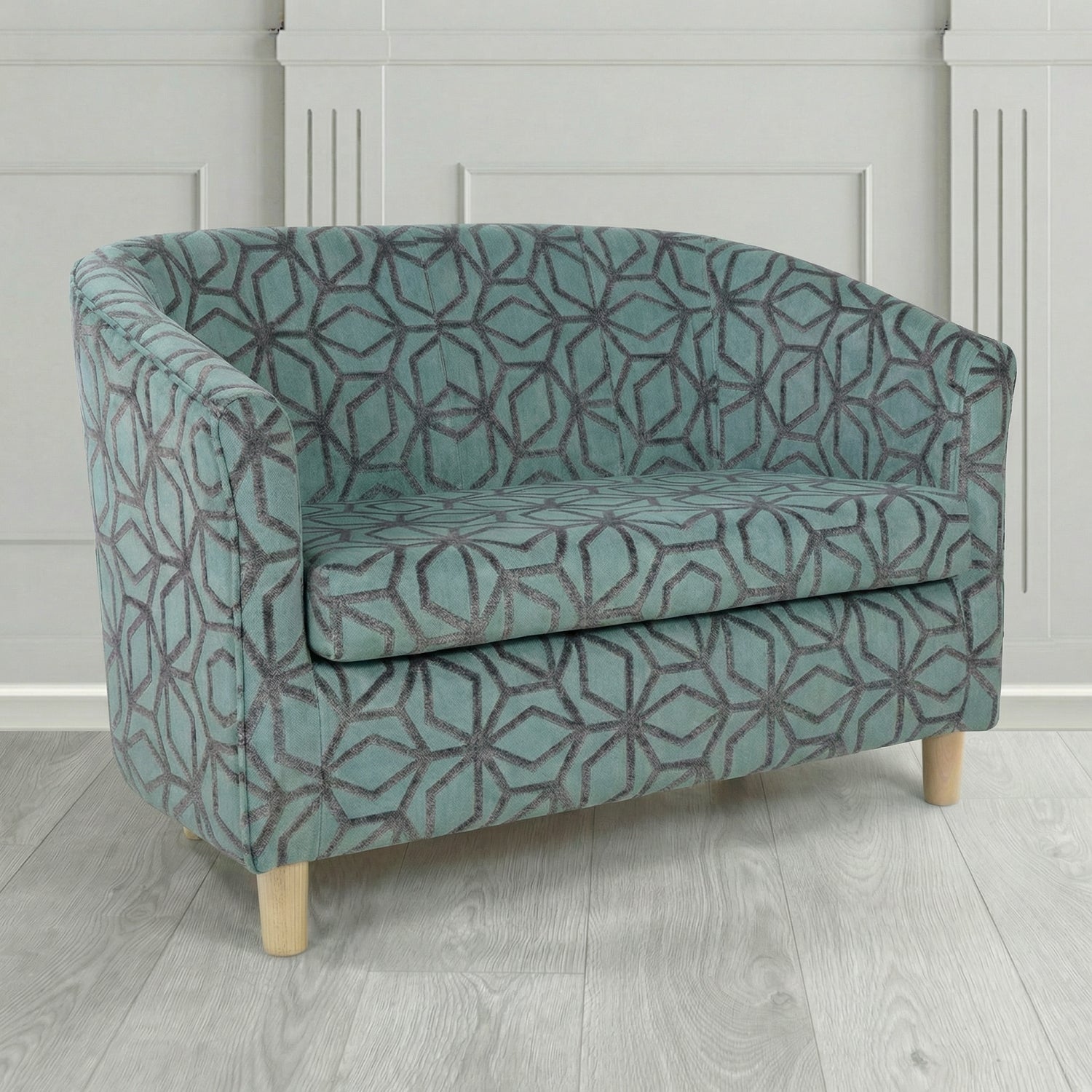 Tuscany 2 Seater Tub Sofa in Panaz Fabrics Lexington Corinthia Geometric Crib 5 Velvet Fabric