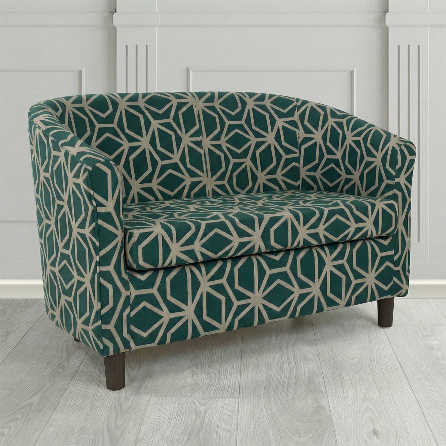 Tuscany 2 Seater Tub Sofa in Panaz Fabrics Lexington Corinthia Geometric Crib 5 Velvet Fabric