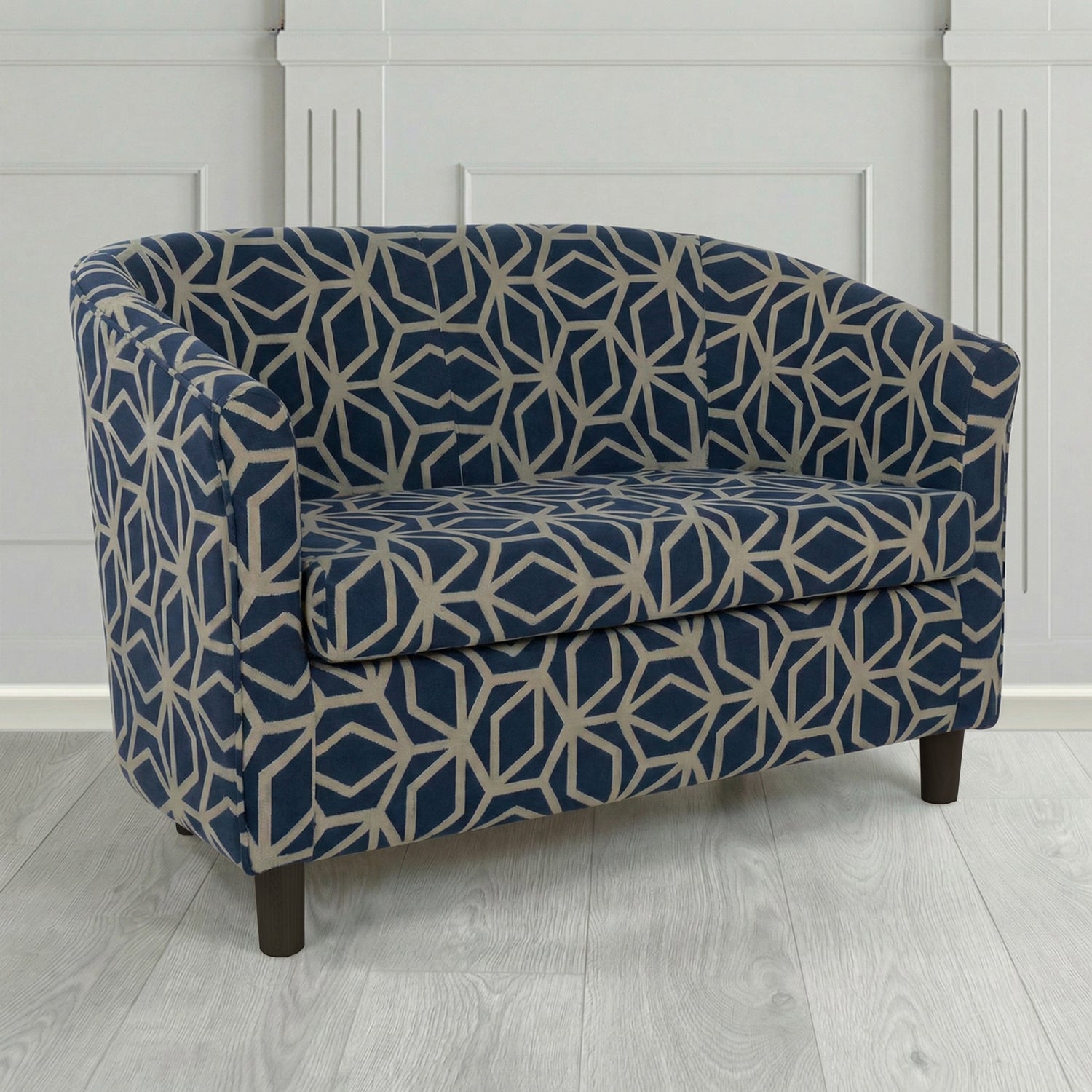 Tuscany 2 Seater Tub Sofa in Panaz Fabrics Lexington Corinthia Geometric Crib 5 Velvet Fabric