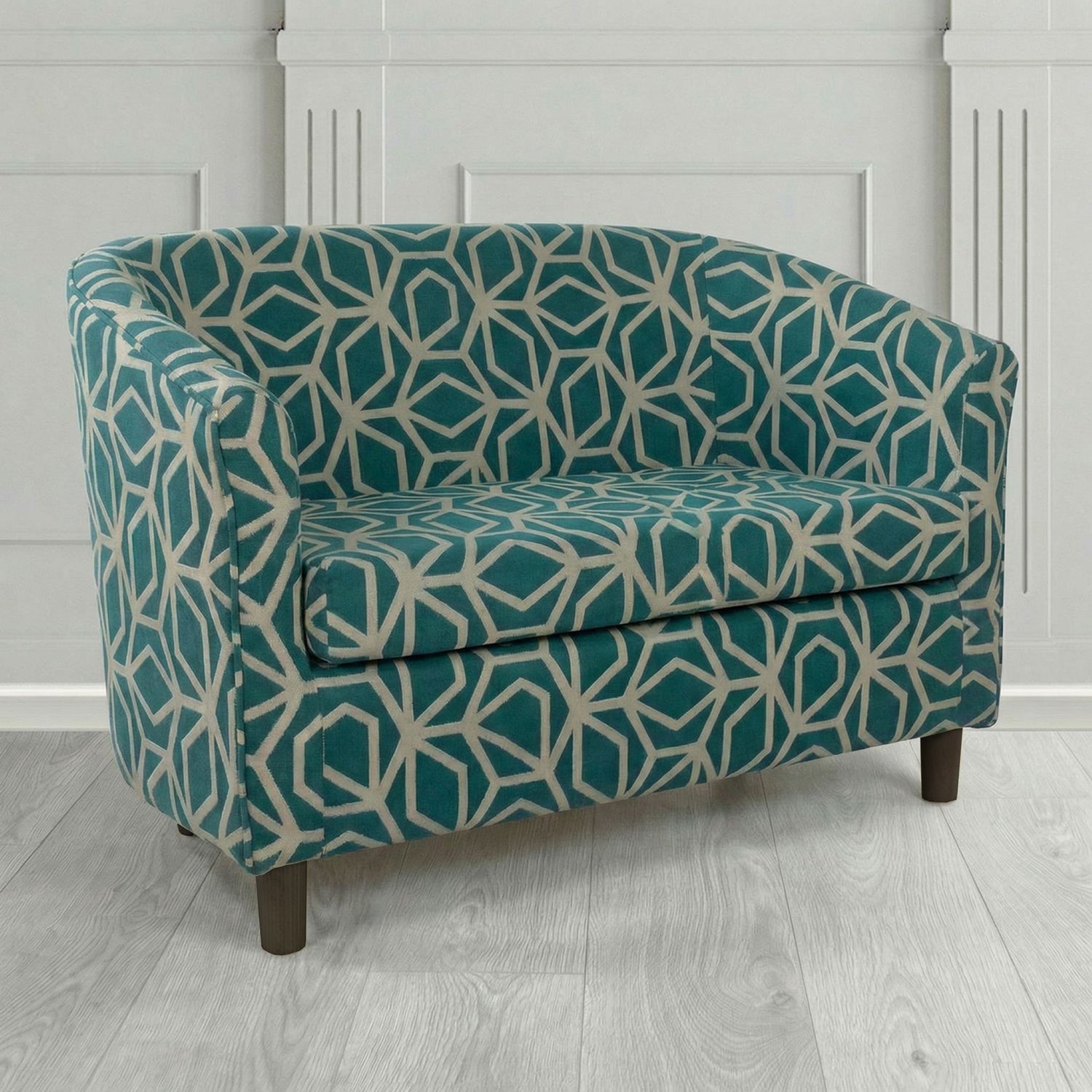 Tuscany 2 Seater Tub Sofa in Panaz Fabrics Lexington Corinthia Geometric Crib 5 Velvet Fabric